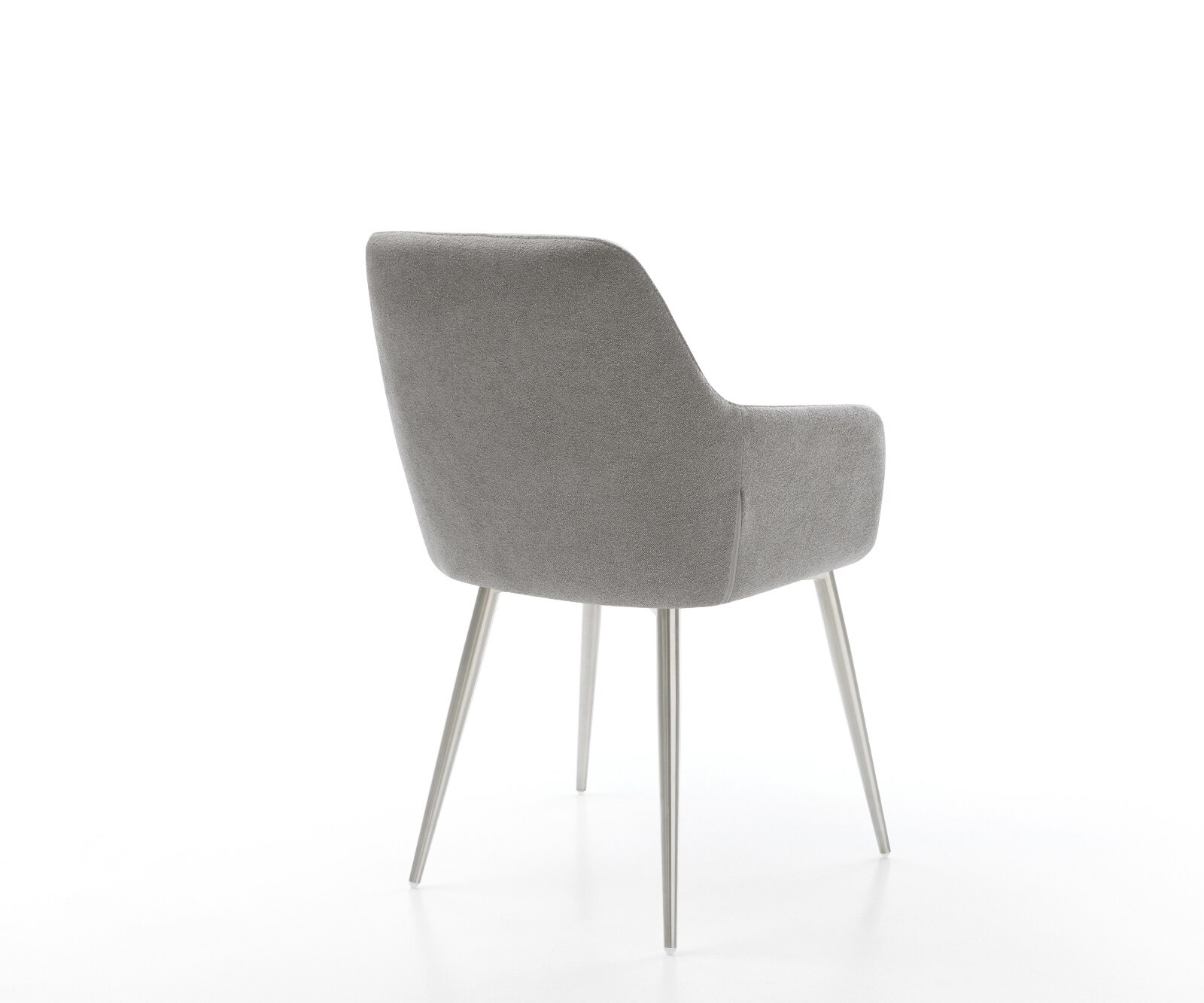 Chaise-de-salle-à-manger Pejo-Flex tissu structuré doux gris 4 pieds coniques acier inoxydable resorts ensachés 5