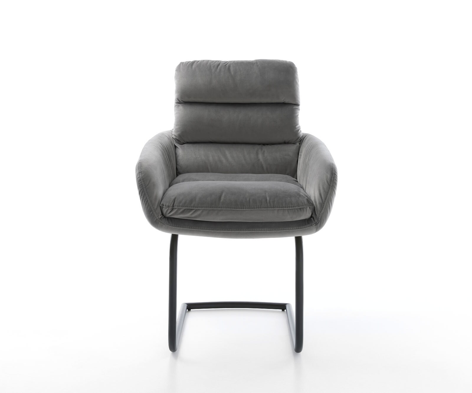 Cantilever Abelia-Flex avec accoudoirs velours gris pied cantilever rond noir 1 Cantilever Abelia-Flex avec accoudoirs velours gris pied cantilever rond noir 1