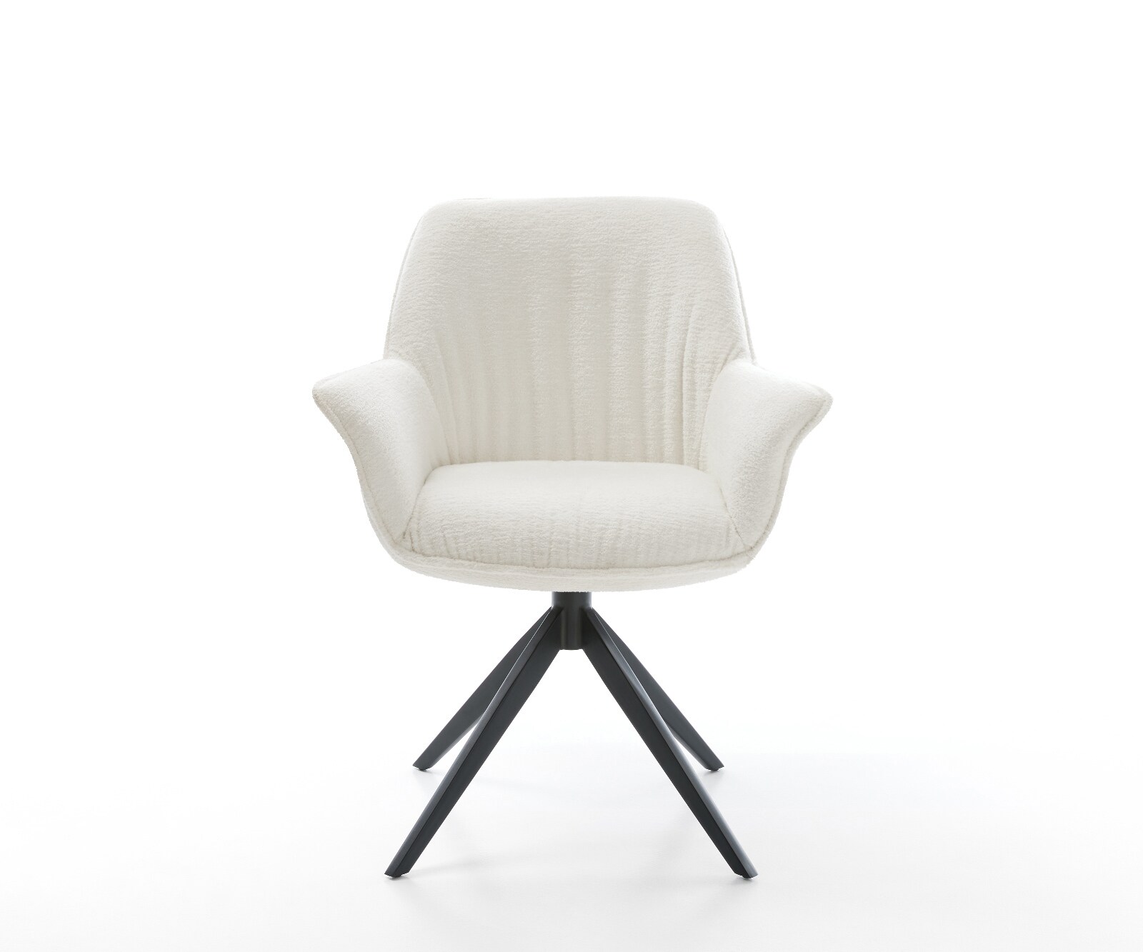 Chaise-pivotante Keila-Flex avec accoudoirs bouclé doux beige pied croisé large noir pivotement sur 360° fonction bascule 2