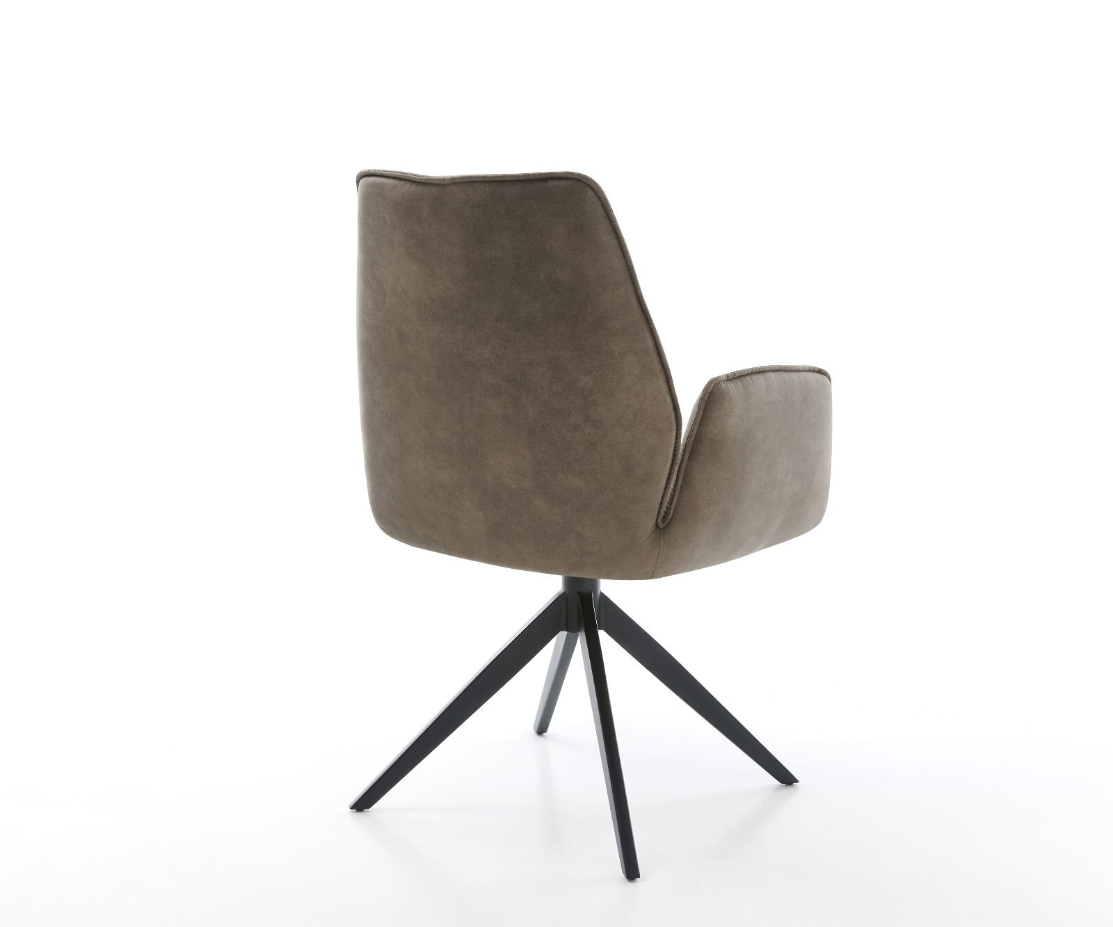 Chaise-de-salle-à-manger Zoa-Flex microvelours taupe vintage pied croisé large noir ressorts ensachés 4