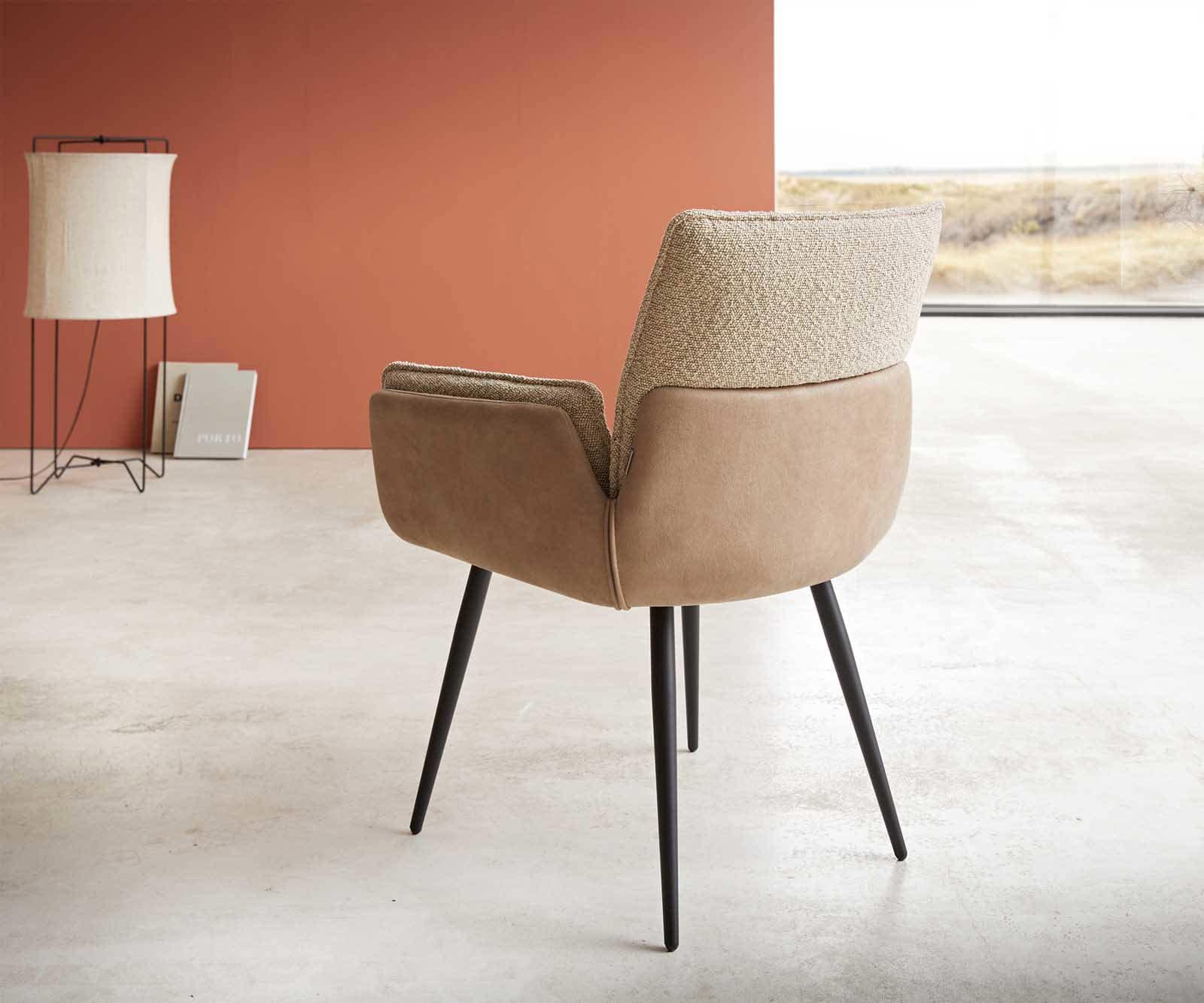 Chaise-de-salle-à-manger Nela-Flex tissu mixte couleur boue 4 pieds coniques noir 4 Chaise-de-salle-à-manger Nela-Flex tissu mixte couleur boue 4 pieds coniques noir 4