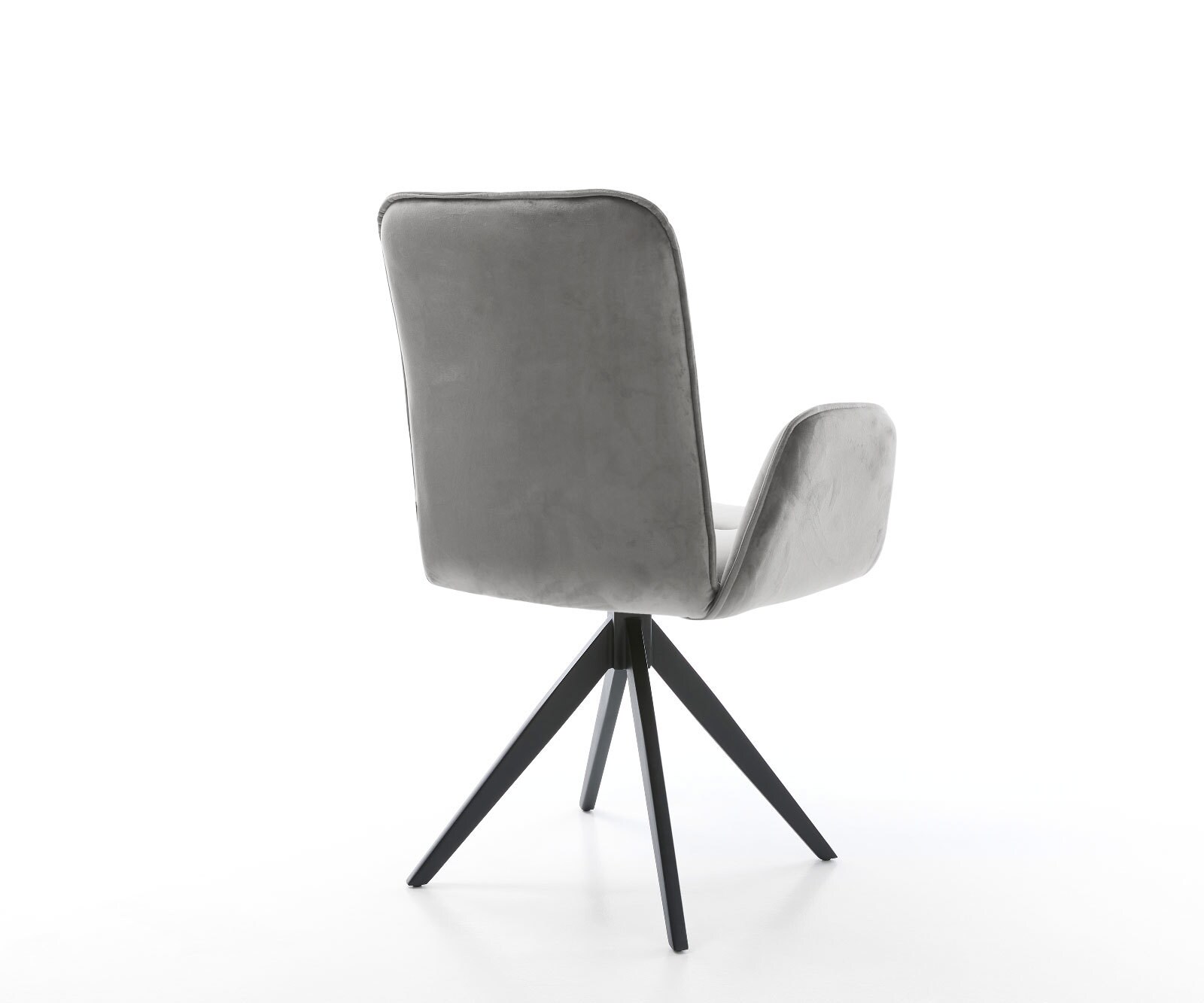 Chaise-de-salle-à-manger Vinja-Flex velours gris pied croisé angulaire noir 4 Chaise-de-salle-à-manger Vinja-Flex velours gris pied croisé angulaire noir 4