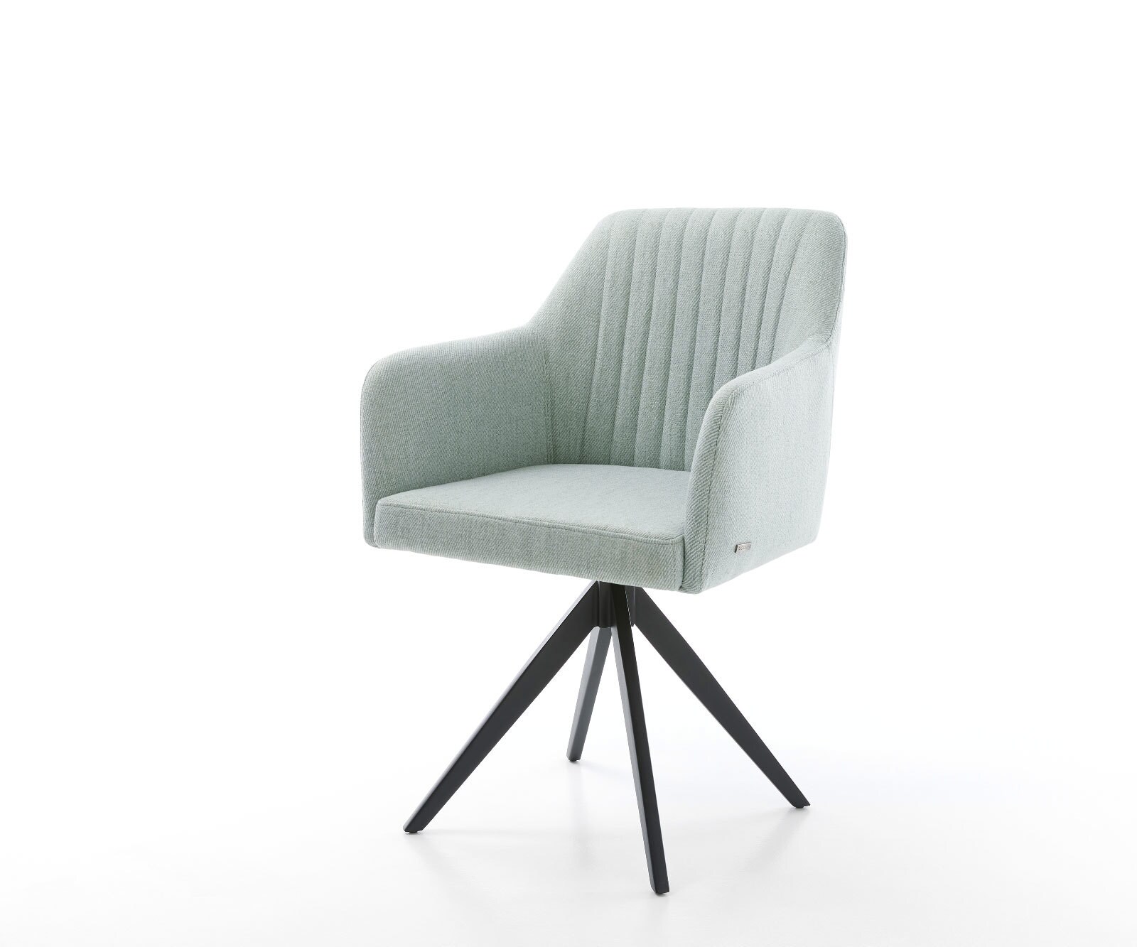 Chaise-de-salle-à-manger Greg-Flex rayures Vert menthe pied croisé angulaire noir ressorts ensachés