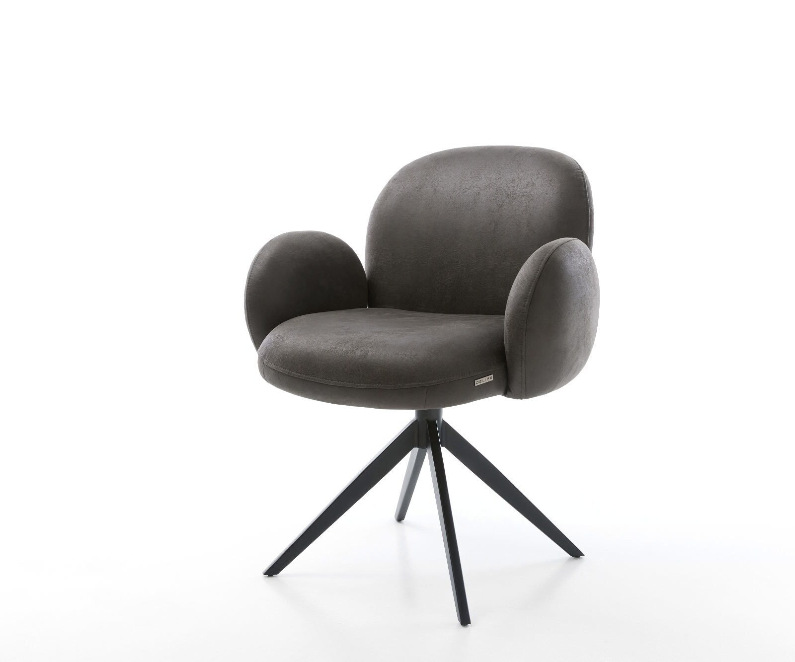 Chaise-pivotante Nube-Flex microvelours anthracite vintage pied croisé large noir pivotement sur 360° fonction bascule ressorts ensachés
