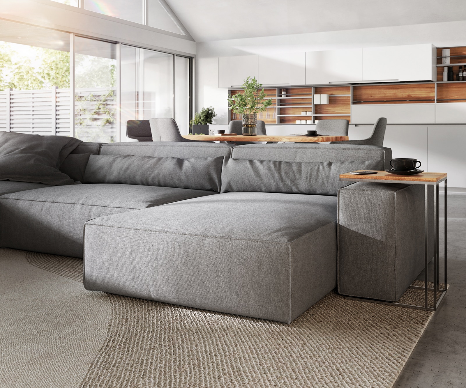 Canapé panoramique Sirpio XL 360x260 cm Microfibre Gris Recamiere variable 5 Canapé panoramique Sirpio XL 360x260 cm Microfibre Gris Recamiere variable 5