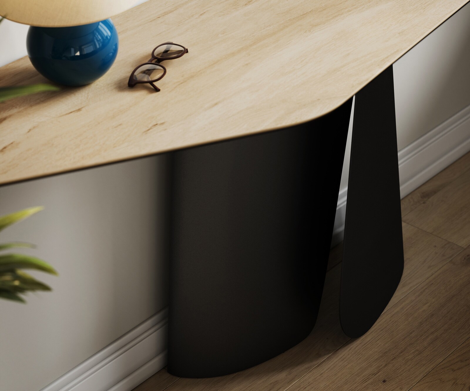 Console Edge Polygonal 180x50 cm Céramique Laminam® Sabbia Eichefarbig Livos Métal Noir 6