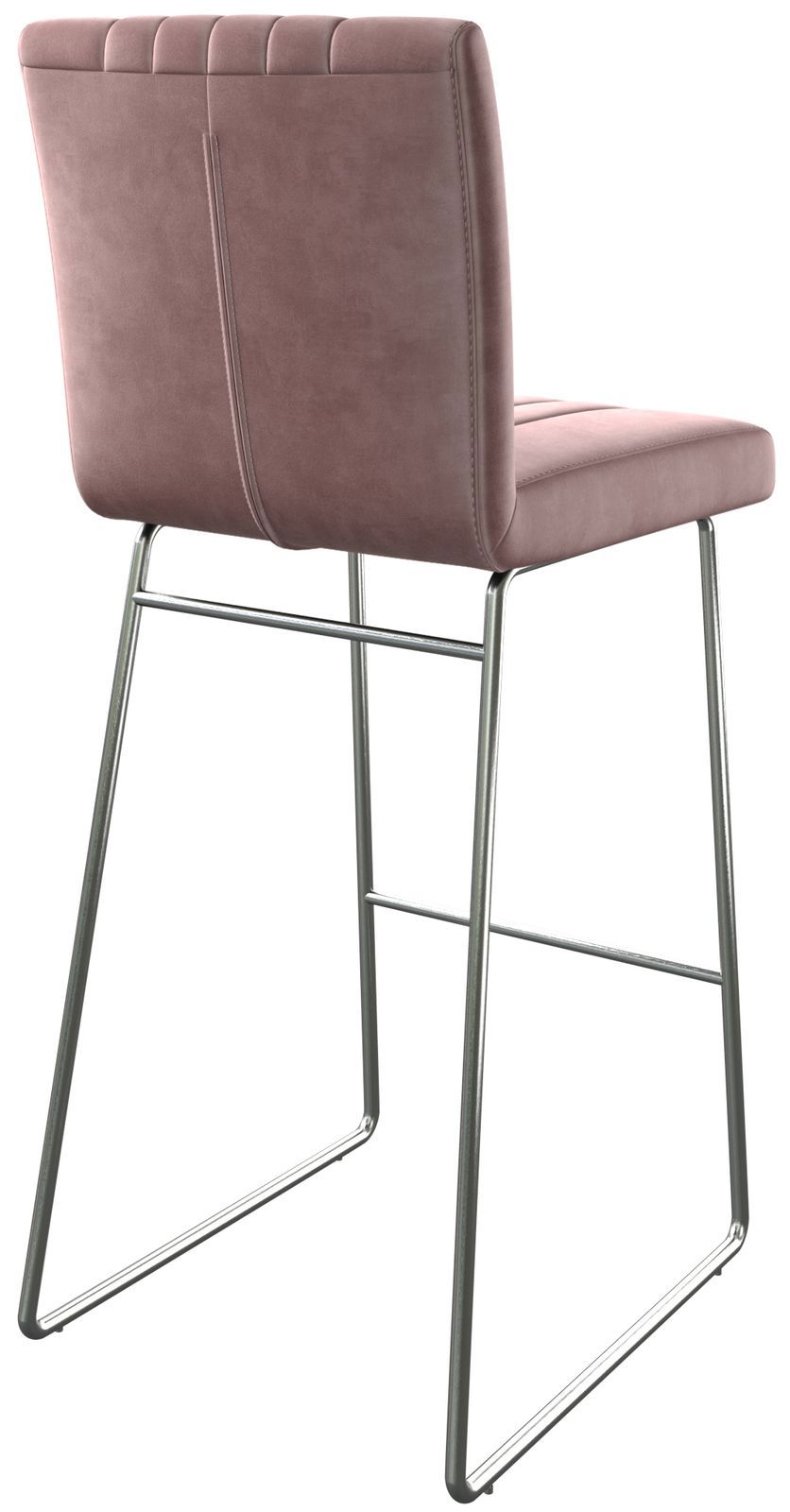 Chaise-de-bar Luiga-Flex velours rosé cadre de patins acier inoxydable 4