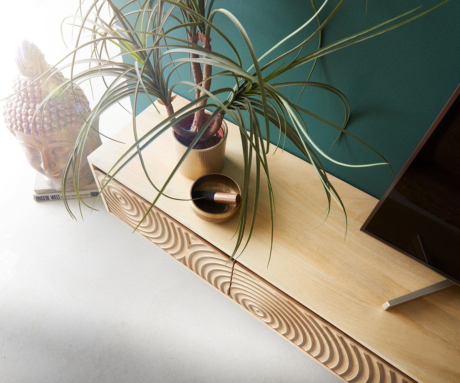 Meuble-TV Budaya 220 cm manguier naturel 4 portes  4 Meuble-TV Budaya 220 cm manguier naturel 4 portes  4