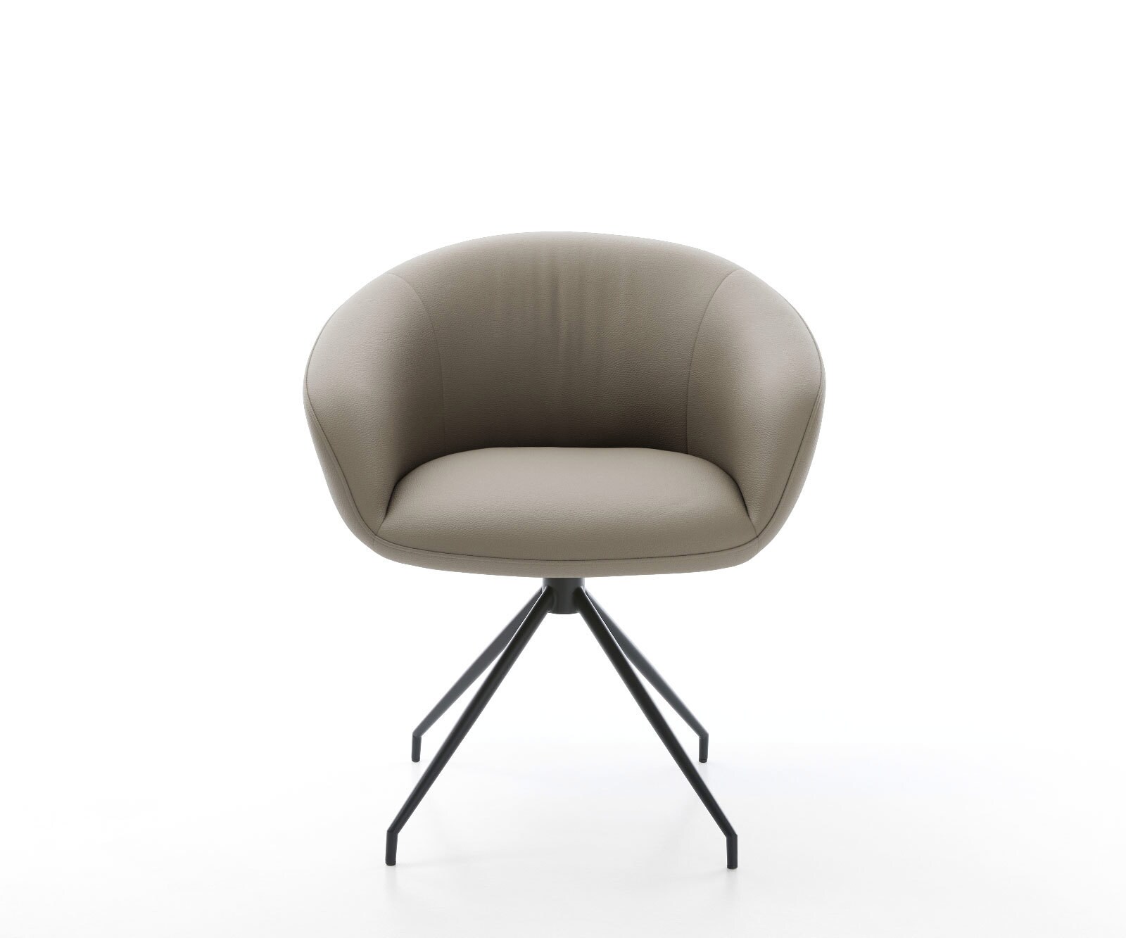 Chaise-pivotante Vinka-Flex avec accoudoirs cuir de vache couleur boue pied croisé conique noir pivotement sur 180° ressorts ensachés 2