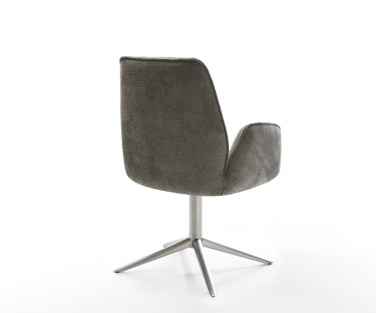 Chaise-pivotante Zoa-Flex bouclé doux couleur boue pied de chaise 4 branches acier inoxydable pivotement sur 360° fonction bascule resorts ensachés 5