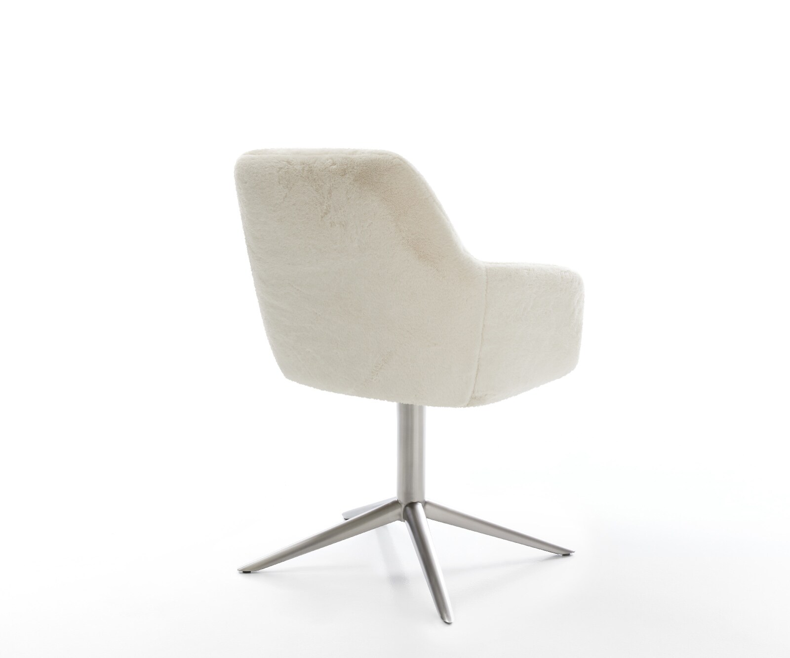 Chaise-pivotante Pejo-Flex peluche crème-blanc pied de chaise 4 branches acier inoxydable pivotement sur 360° fonction bascule resorts ensachés 4
