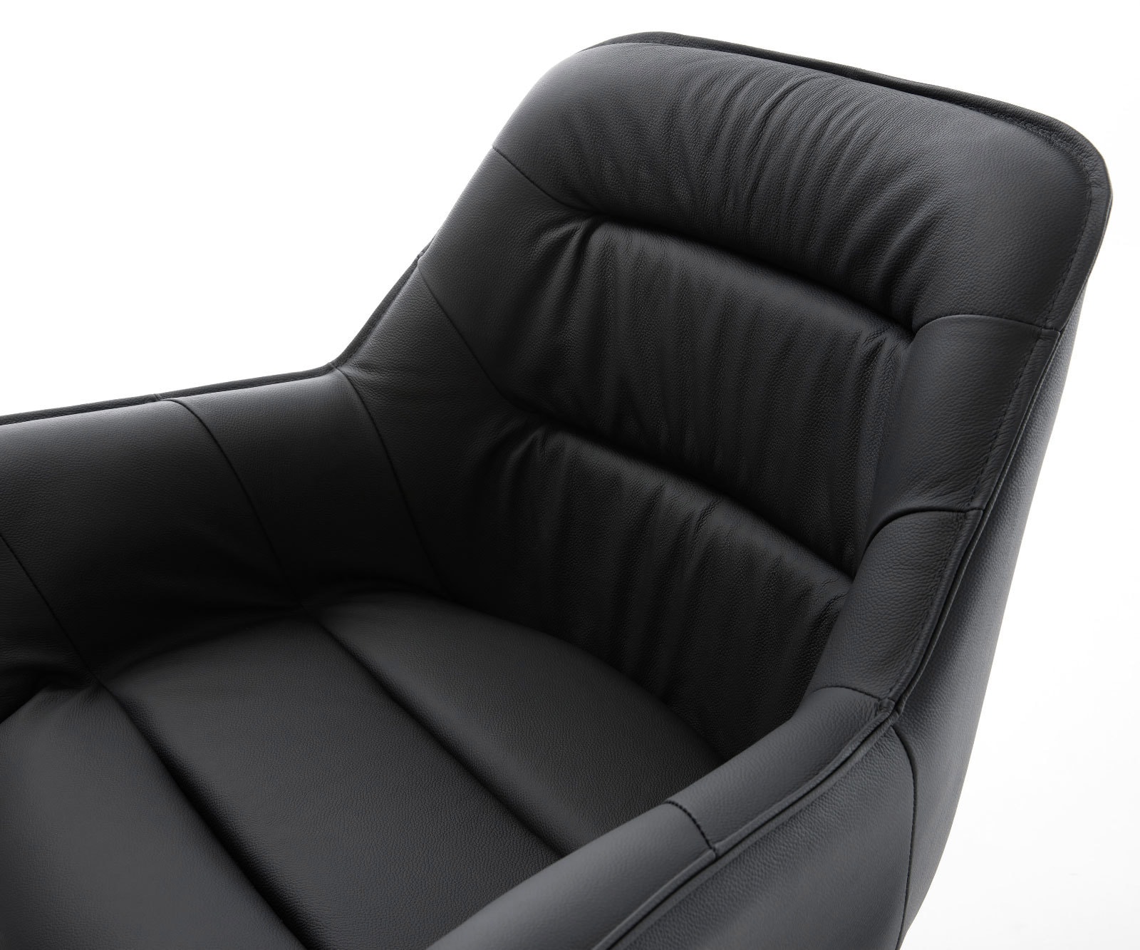 Chaise-de-salle-à-manger Kaira-Flex cuir de vache noir pied croisé large acier inoxydable brossé 3 Chaise-de-salle-à-manger Kaira-Flex cuir de vache noir pied croisé large acier inoxydable brossé 3