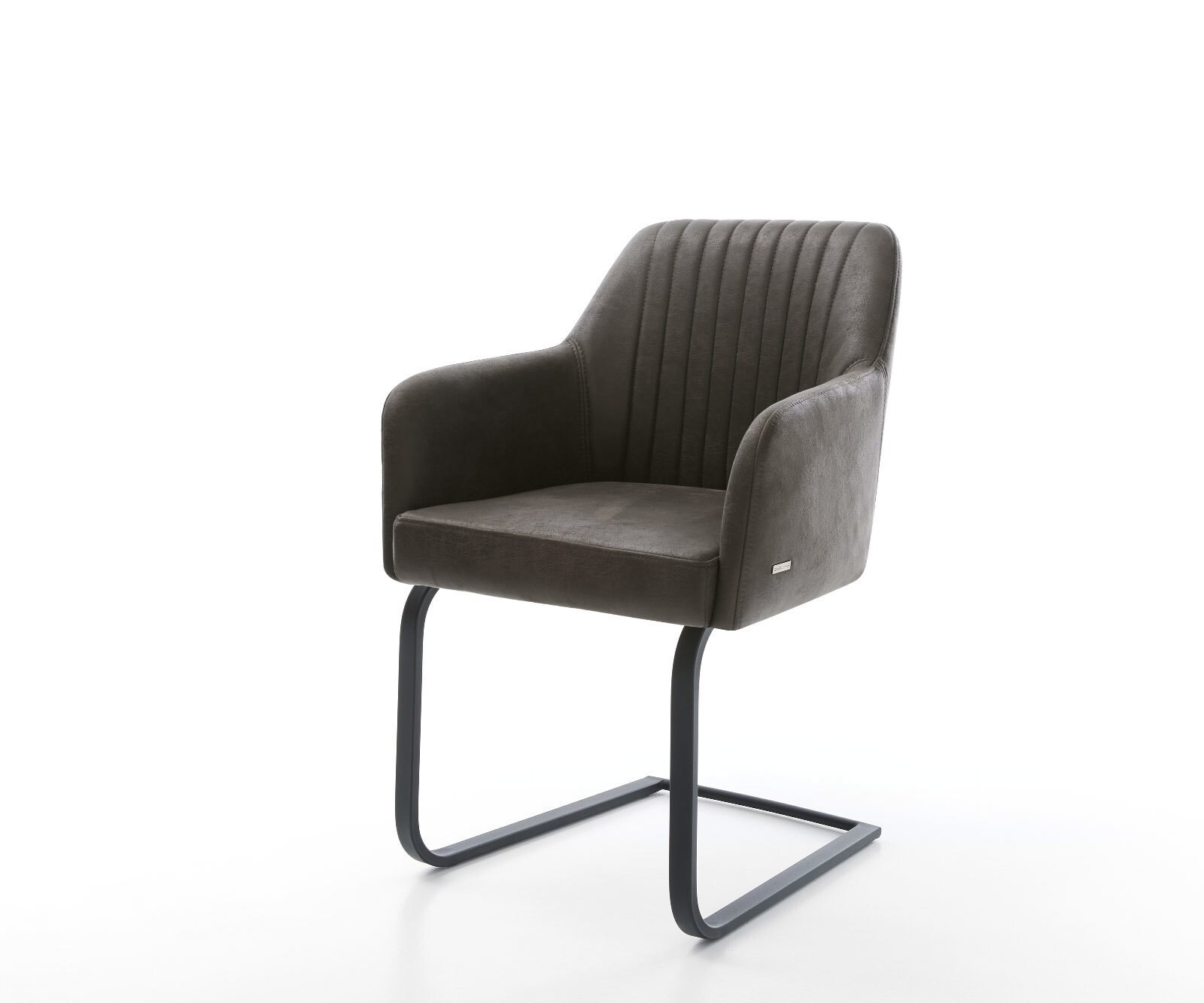Cantilever Greg-Flex microvelours anthracite vintage pied cantilever plat noir ressorts ensachés