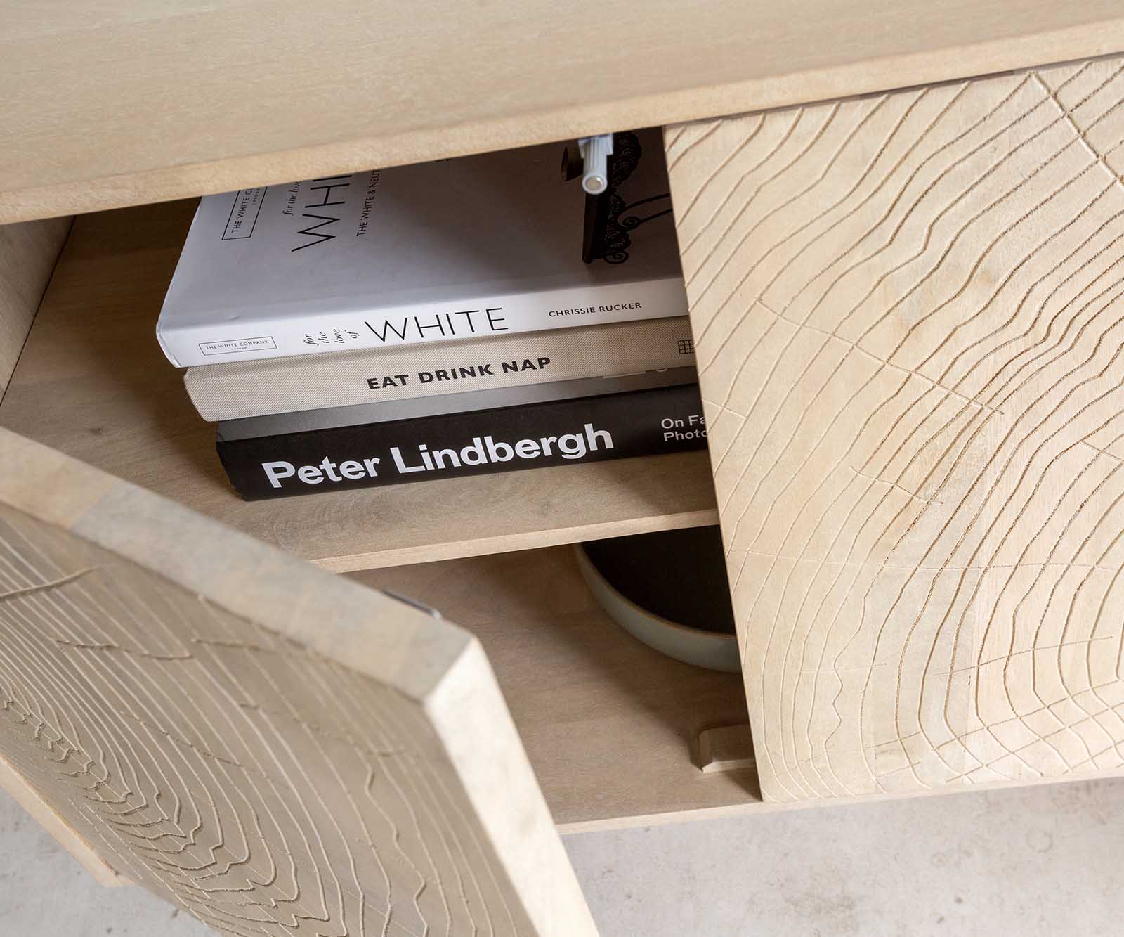 Buffet Wiara 180 cm Mangue White Wash Métal noir 4 portes 6