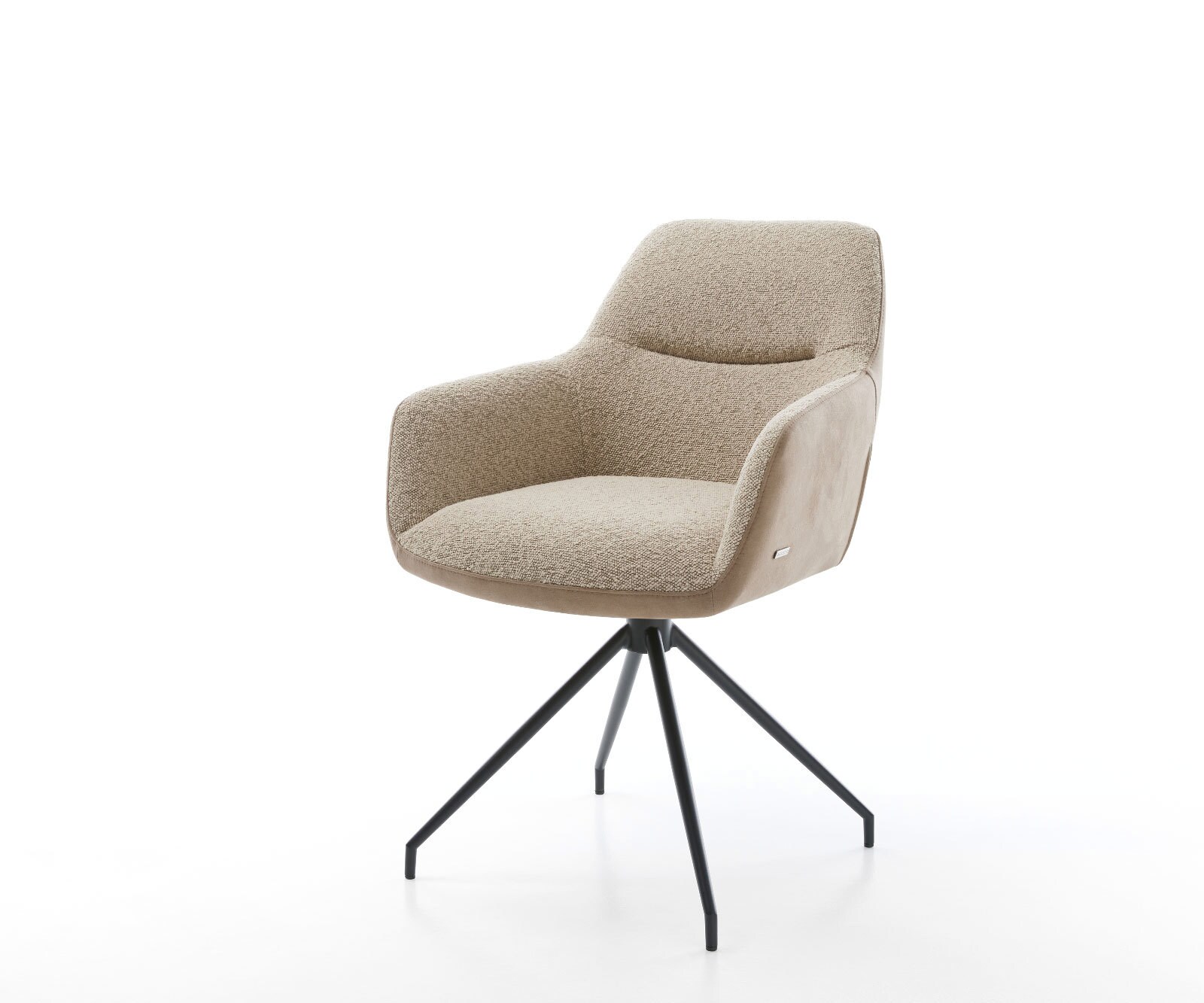 Chaise-pivotante Pejo-Flex tissu mixte couleur boue pied croisé conique noir pivotement sur 180° ressorts ensachés