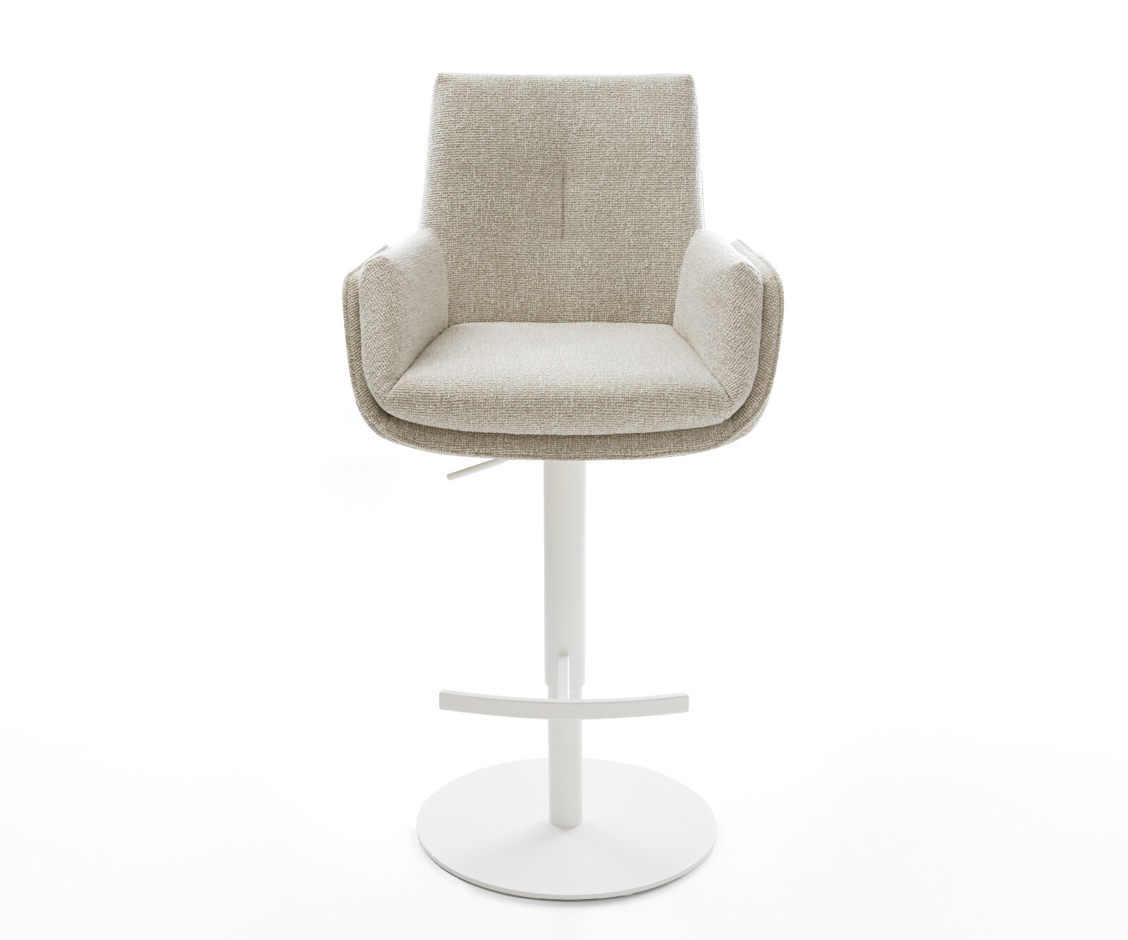 Chaise-de-bar Clea-Flex Tissu tissé doux Beige Pied pivotant réglable en hauteur blanc Blanc 1