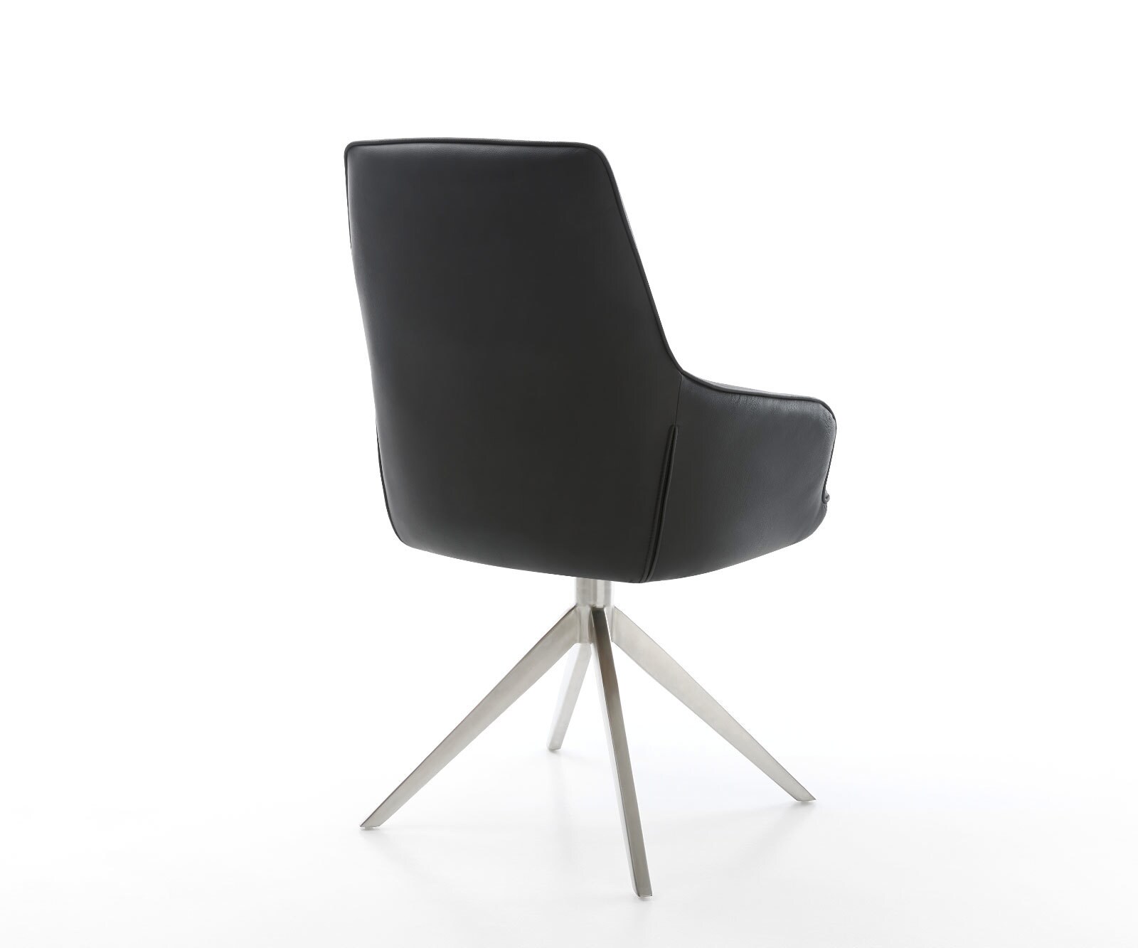 Chaise-pivotante Zelia-Flex cuir de vache noir pied croisé large acier inoxydable brossé pivotement sur 360° fonction bascule ressorts ensachés 4