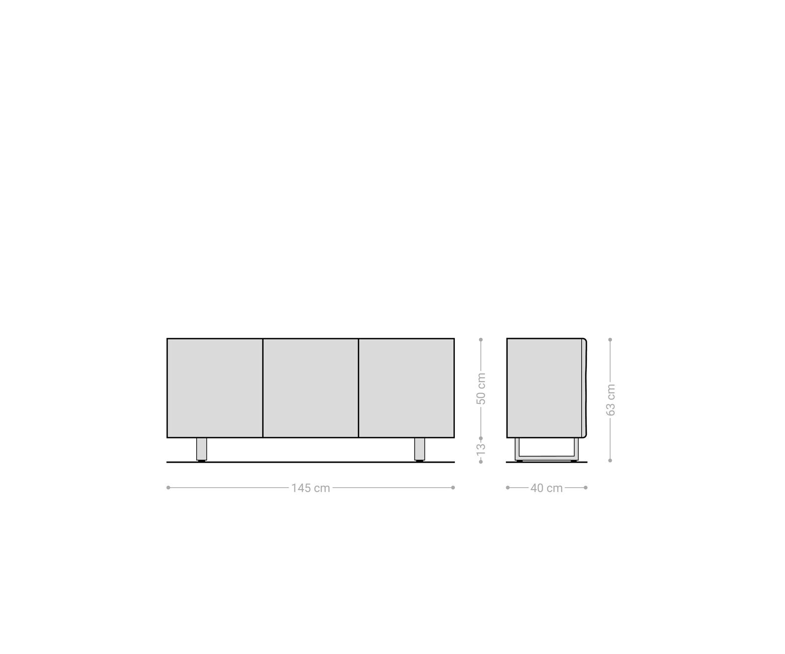 Buffet New Live-Edge 145 cm chêne naturel 3 portes patin métal noir 9