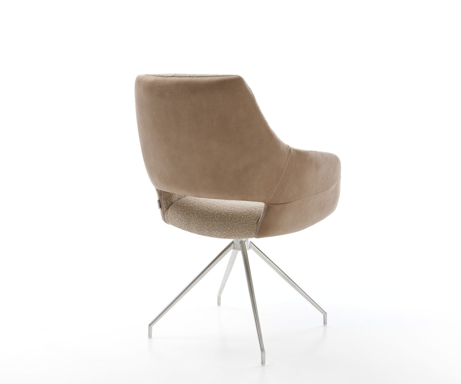 Chaise-pivotante Yago-Flex avec accoudoirs tissu mixte couleur boue pied croisé conique acier inoxydable brossé pivotement sur 180° ressorts ensachés 4 Chaise-pivotante Yago-Flex avec accoudoirs tissu mixte couleur boue pied croisé conique acier inoxydable brossé pivotement sur 180° ressorts ensachés 4