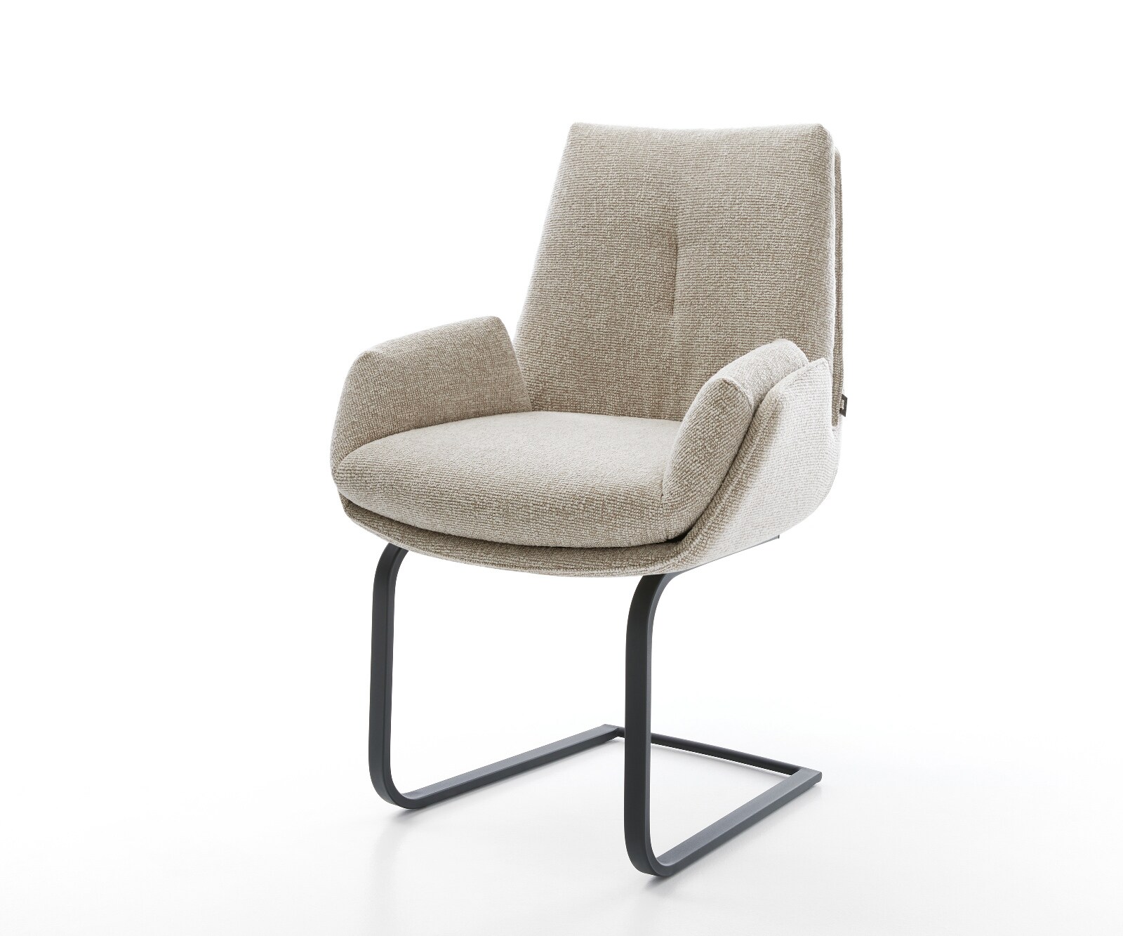 Cantilever Clea-Flex tissu tissé doux beige pied cantilever plat noir 1