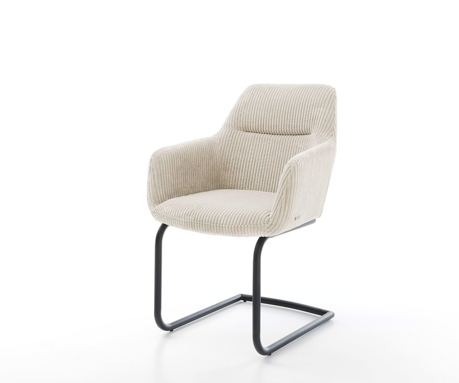 Cantilever Pejo-Flex côtelé beige vintage pied cantilever rond noir ressorts ensachés 1