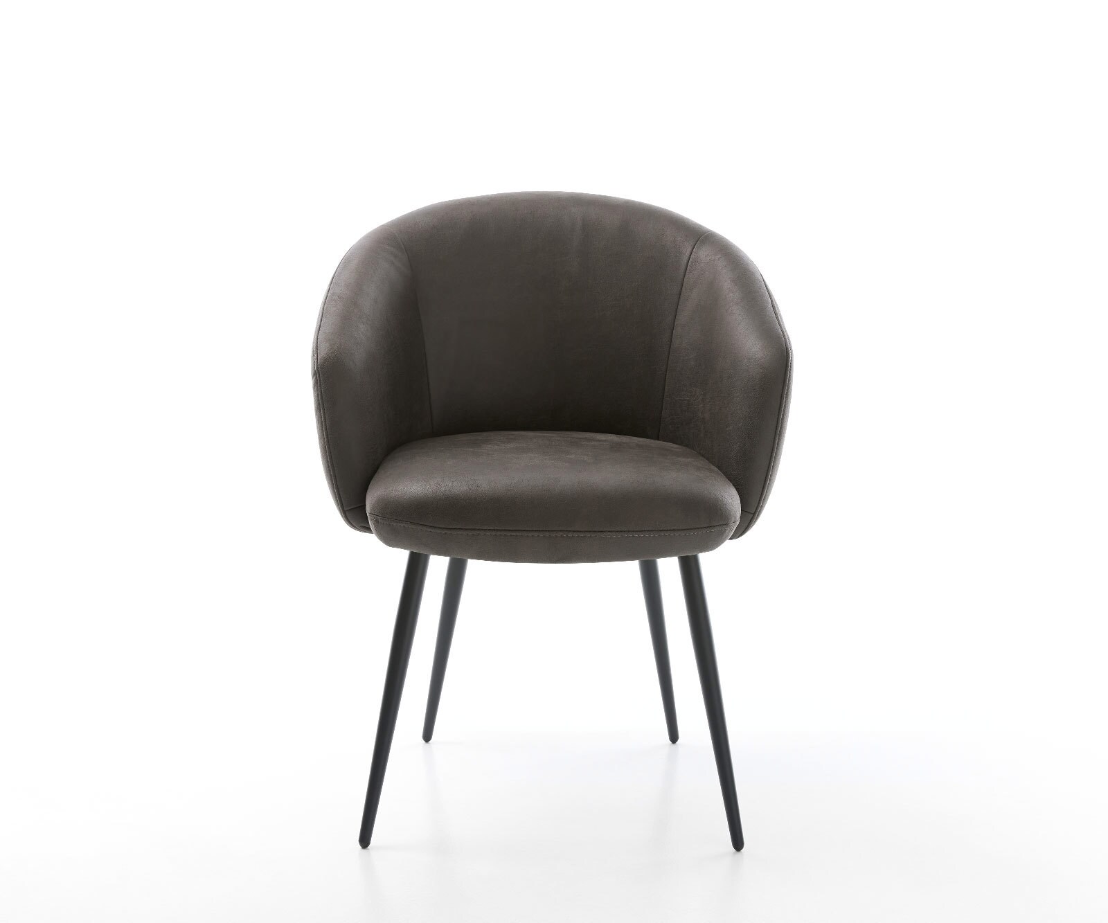 Chaise-de-salle-à-manger Caja-Flex avec accoudoirs microvelours anthracite vintage 4 pieds coniques noir ressorts ensachés 1