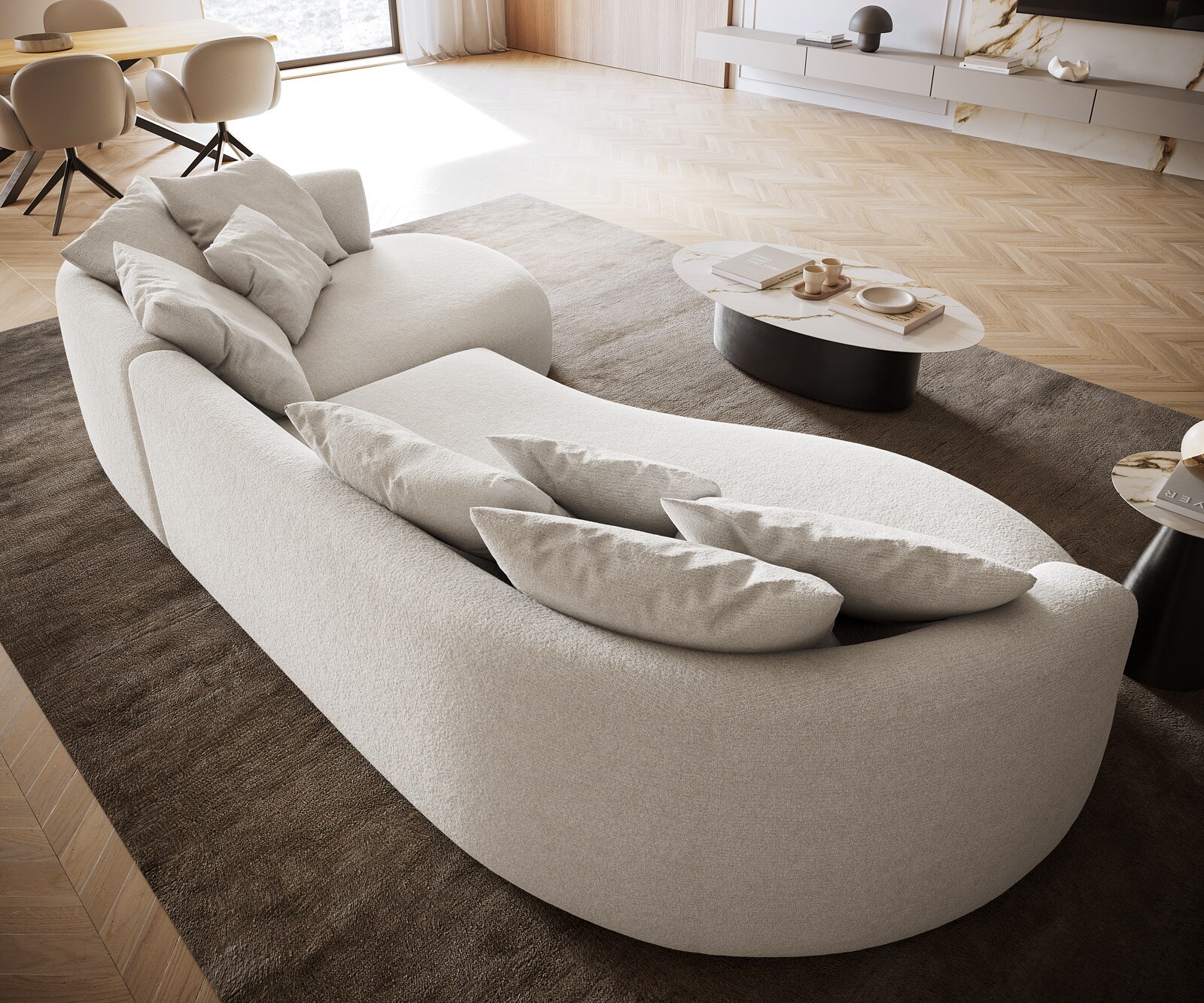 Canapé-Canapé Edina 330x170 cm Bouclé Soft Beige 5