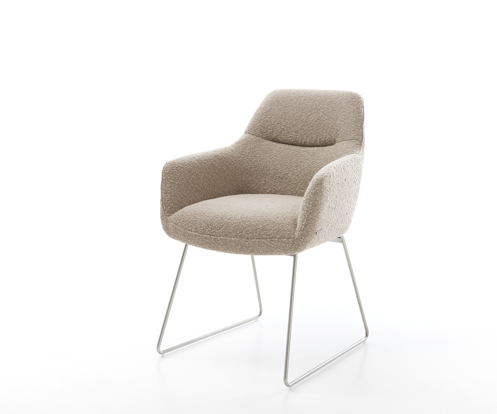 Chaise-de-salle-à-manger Pejo-Flex bouclé boue pied trapèze acier inoxydable ressorts ensachés