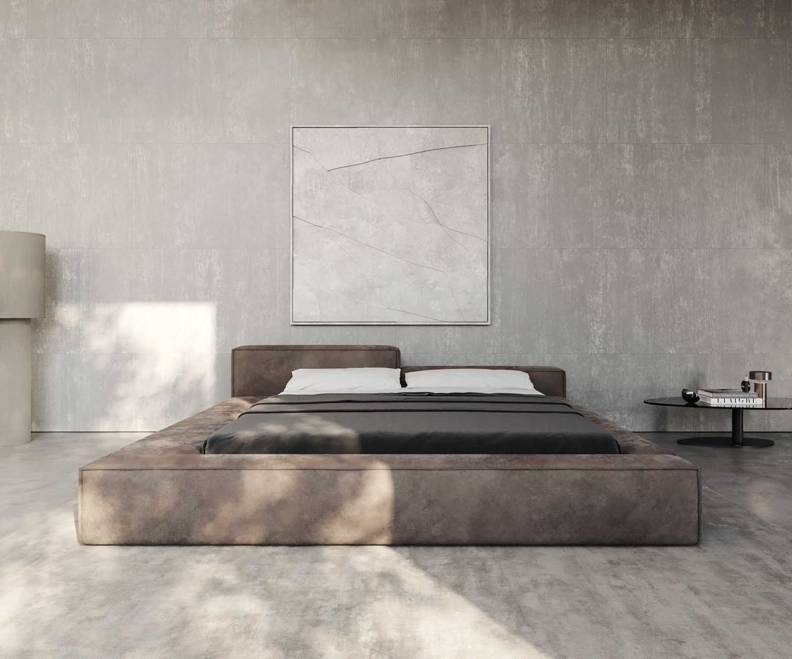 Sommier-rembourré Kalinea 180x200 cm microfibre taupe vintage 1