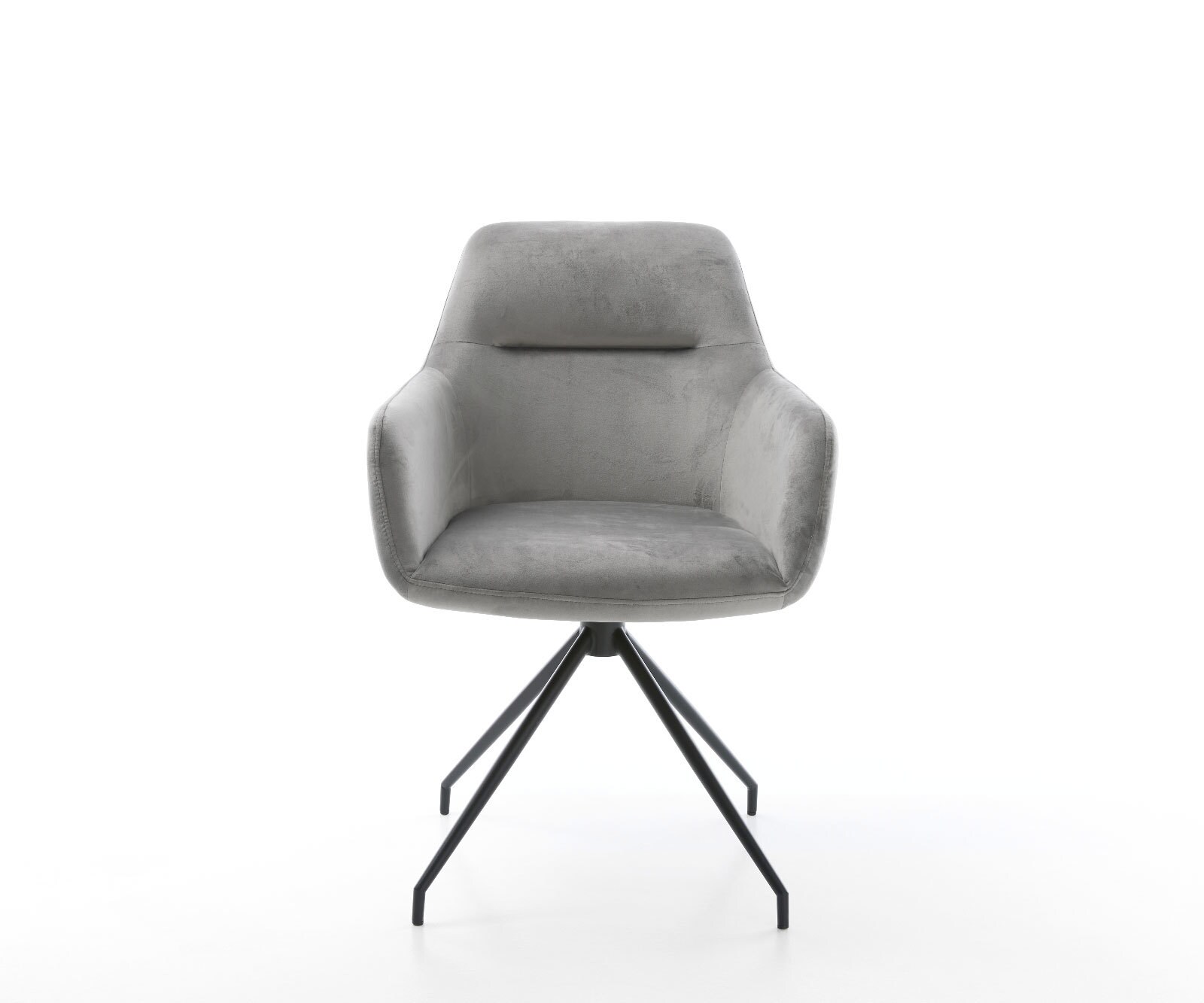 Chaise-de-salle-à-manger Pejo-Flex velours gris pied croisé conique noir ressorts ensachés 1