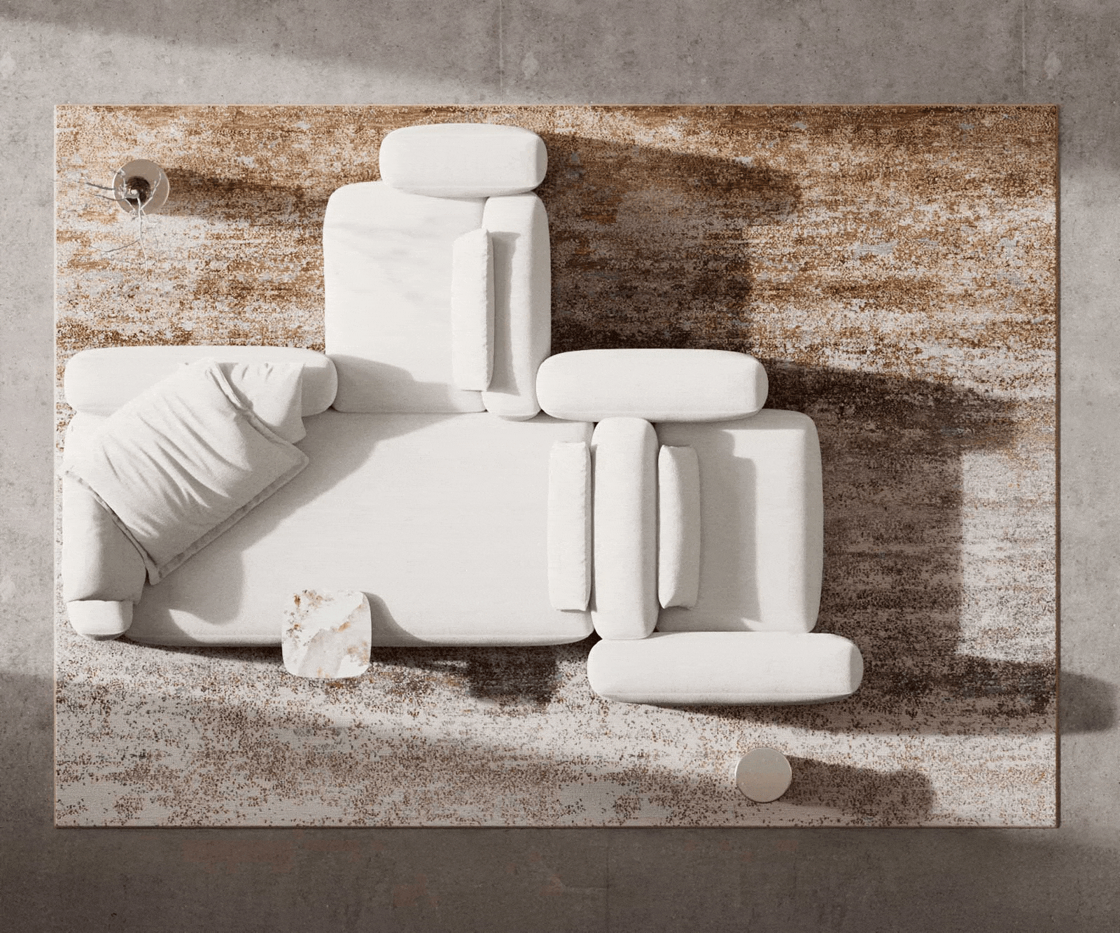 Canapé panoramique Freestyle 360x290 cm Bouclé doux Beige couture plate 6