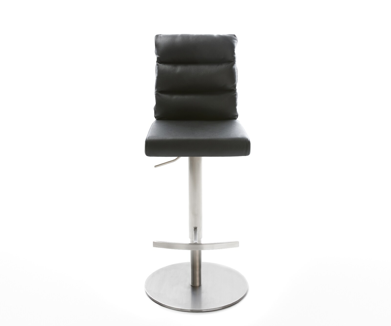 Chaise-de-bar Pela-Flex cuir véritable noir pied pivotant réglable en hauteur acier inoxydable 4