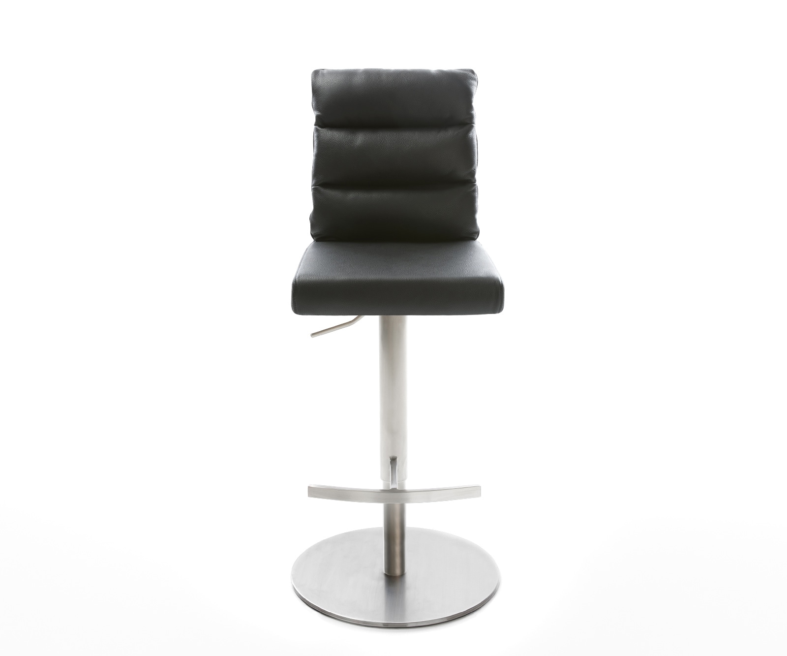 Chaise-de-bar Pela-Flex cuir véritable noir pied pivotant réglable en hauteur acier inoxydable 4 Chaise-de-bar Pela-Flex cuir véritable noir pied pivotant réglable en hauteur acier inoxydable 4