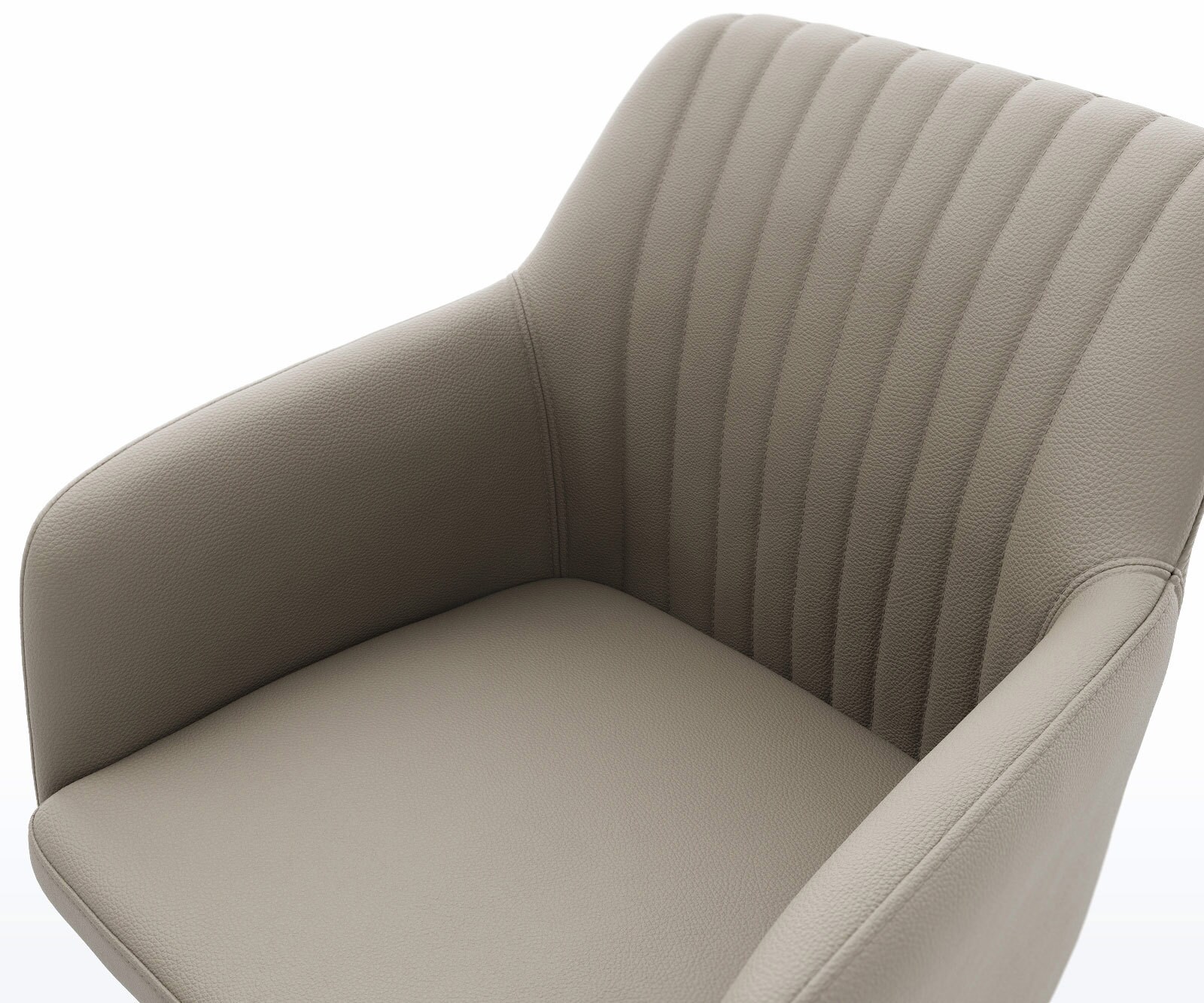 Chaise-pivotante Greg-Flex cuir de vache couleur boue pied croisé large acier inoxydable brossé pivotement sur 360° fonction bascule ressorts ensachés 3