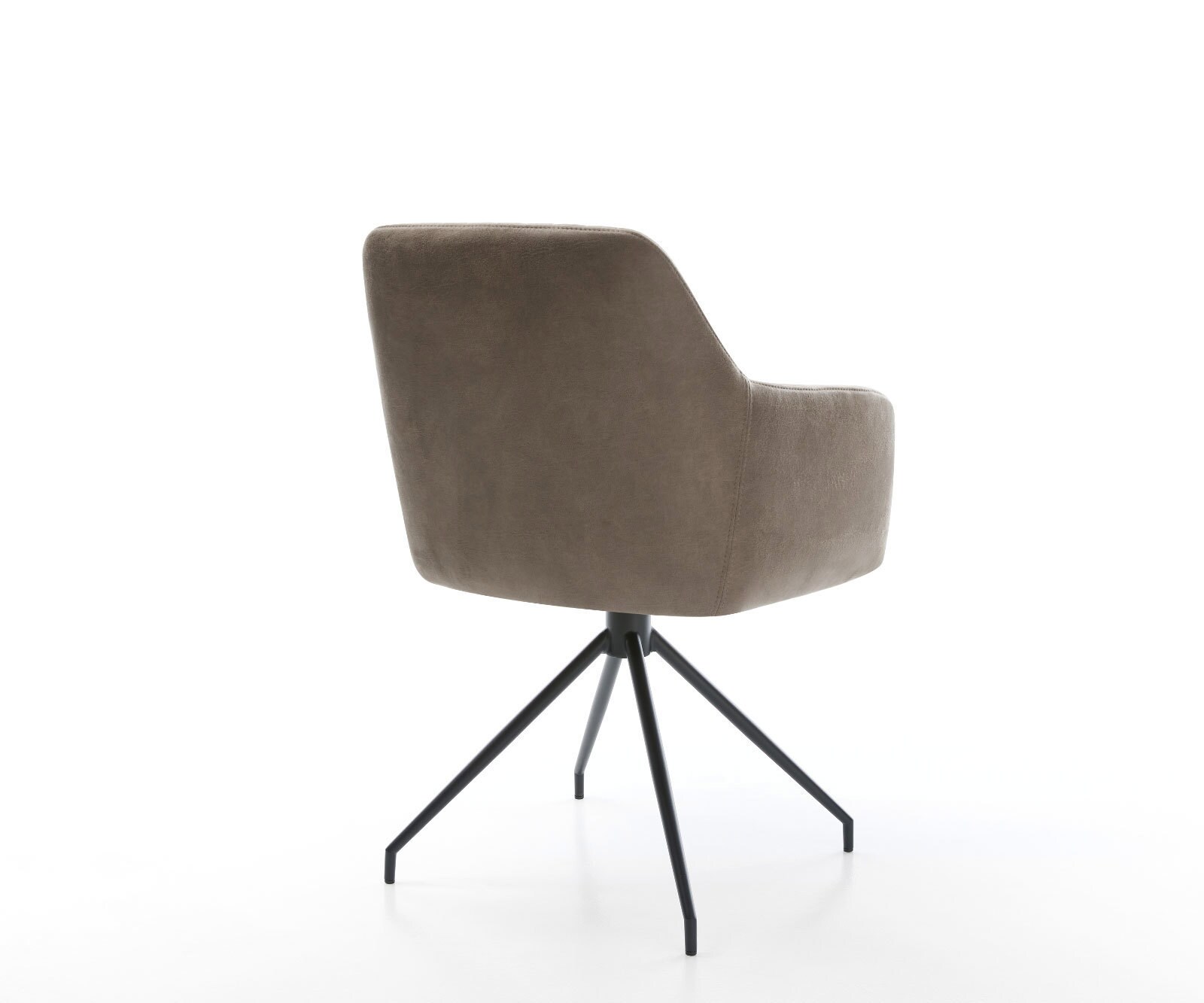 Chaise-de-salle-à-manger Greg-Flex microvelours taupe vintage pied croisé conique noir ressorts ensachés 4