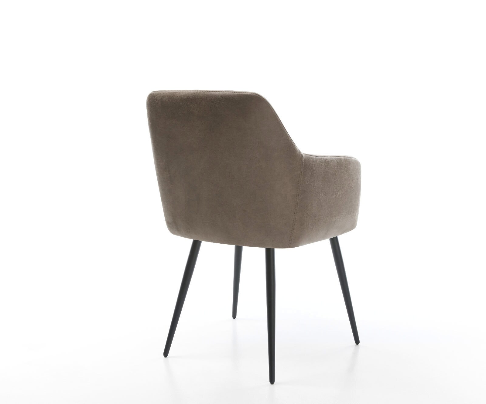 Chaise-de-salle-à-manger Greg-Flex microvelours taupe vintage 4 pieds coniques noir ressorts ensachés 4