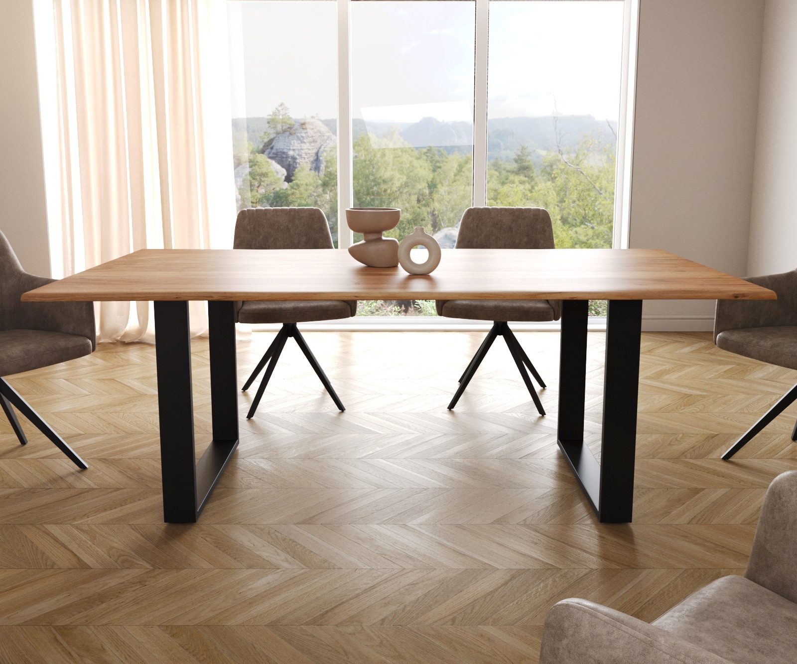 Table à manger Edge 200x100 S acacia naturel patin noir Live-Edge 1 Table à manger Edge 200x100 S acacia naturel patin noir Live-Edge 1