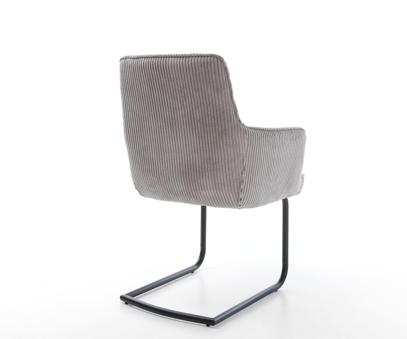 Cantilever Heira-Flex avec accoudoirs côtelé gris argenté pied cantilever rond noir ressorts ensachés 5