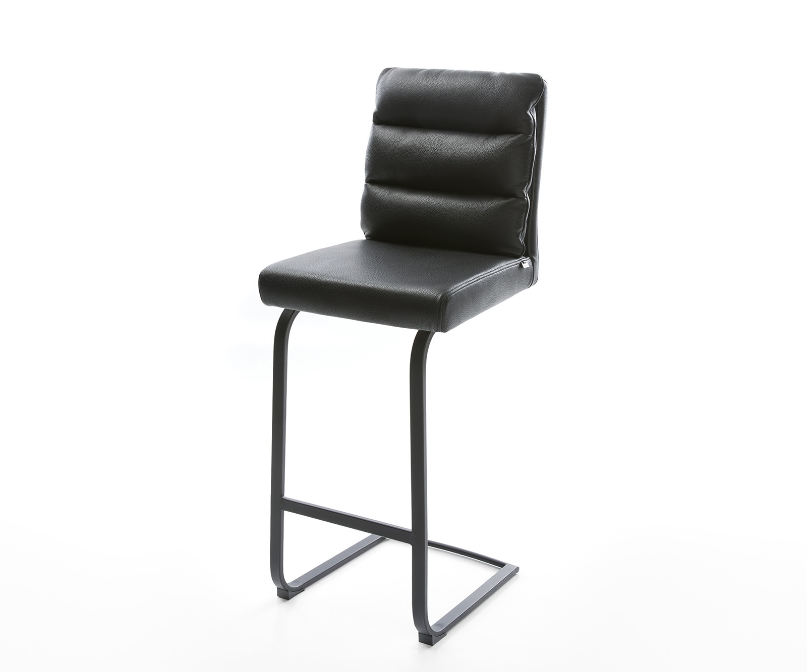 Chaise-de-bar Pela-Flex cuir véritable noir chaise cantilever métal plat Chaise-de-bar Pela-Flex cuir véritable noir chaise cantilever métal plat