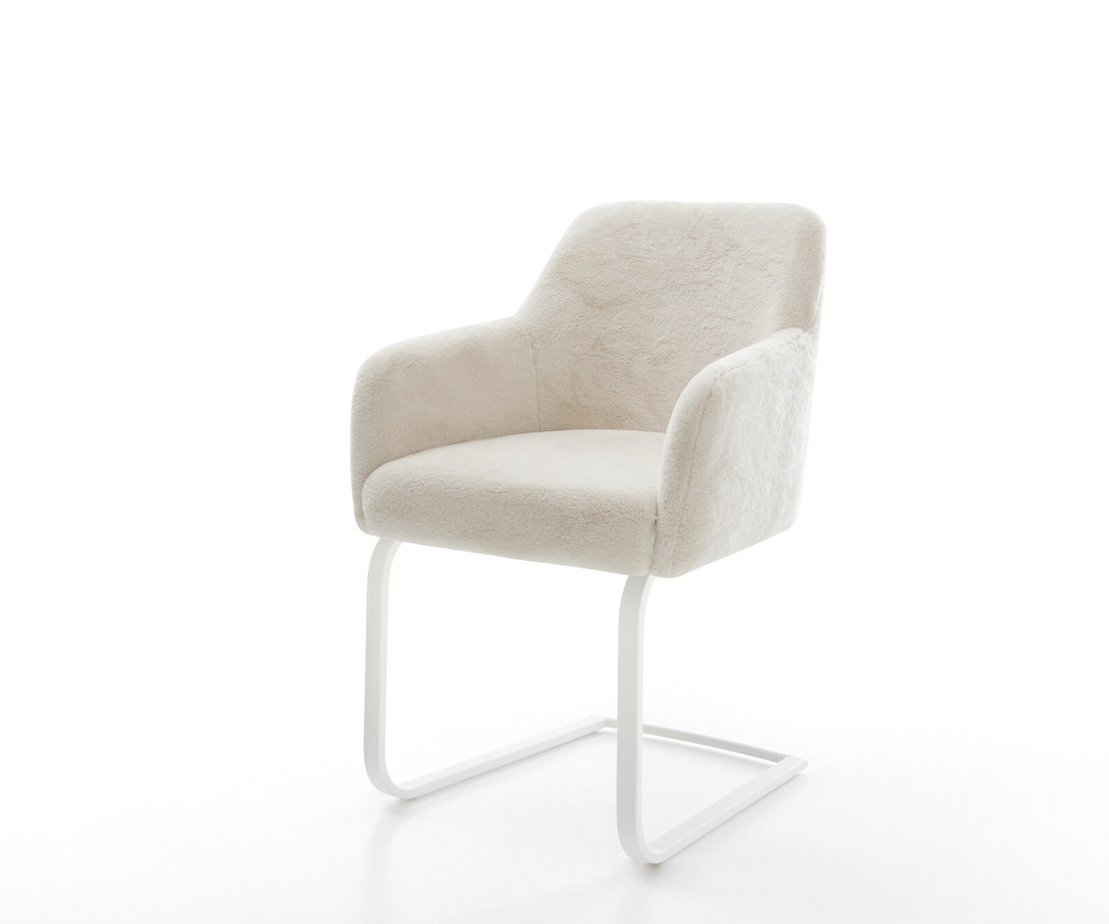 Cantilever Greg-Flex peluche crème-blanc pied cantilever plat blanc resorts ensachés