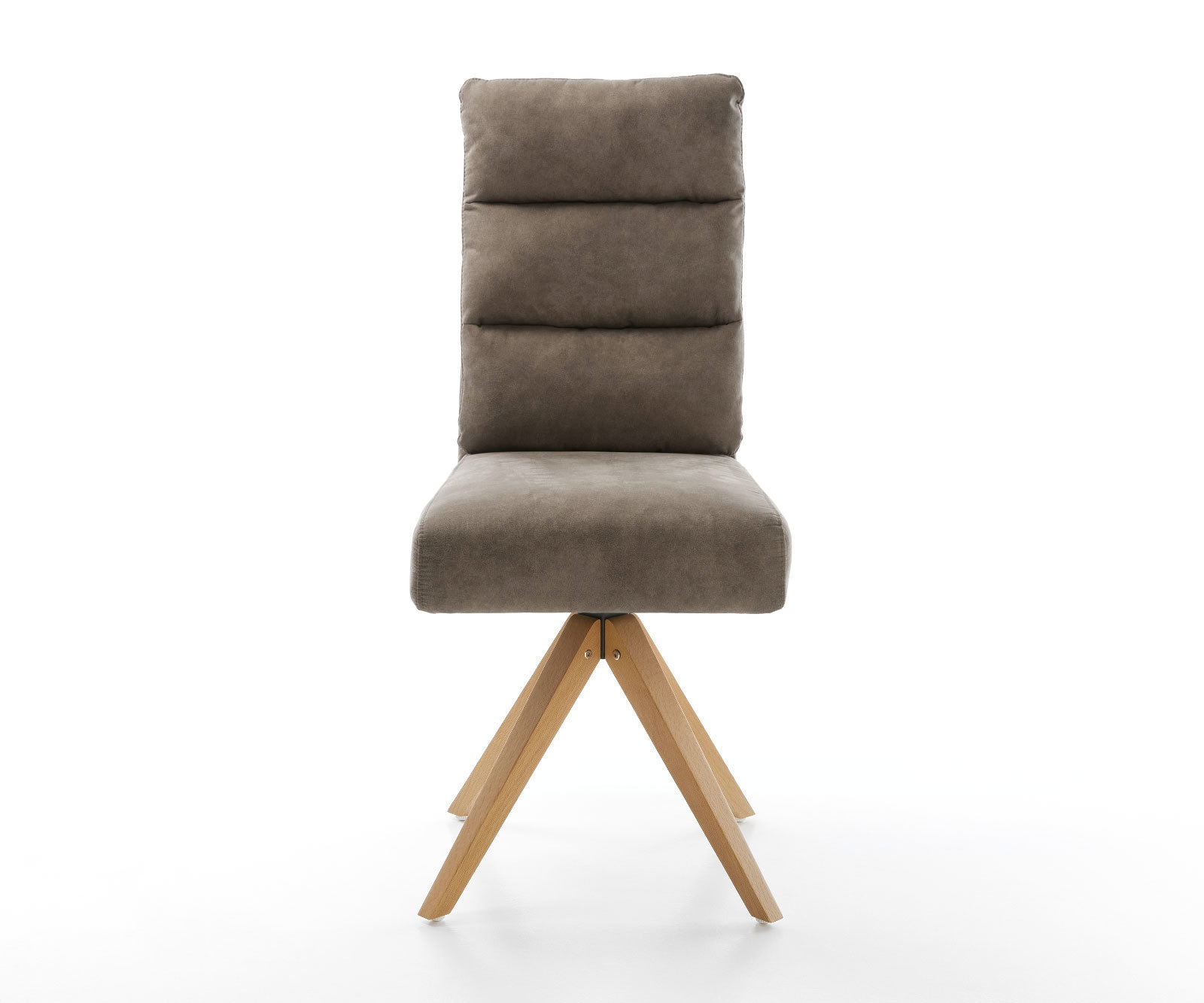 Chaise-de-salle-à-manger Pela-Flex microvelours taupe vintage pied en bois angulaire naturel ressorts ensachés 1 Chaise-de-salle-à-manger Pela-Flex microvelours taupe vintage pied en bois angulaire naturel ressorts ensachés 1