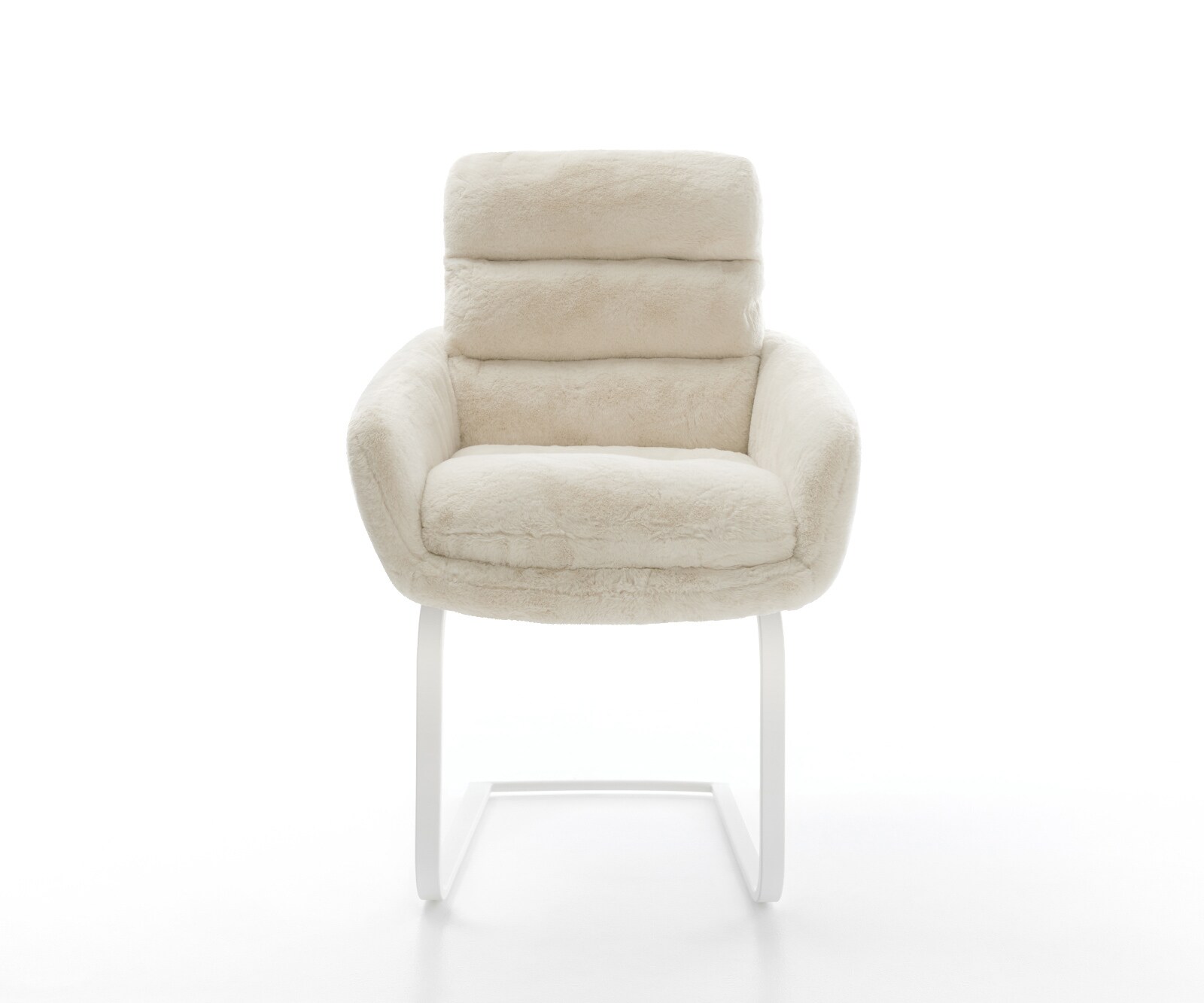 Cantilever Abelia-Flex avec accoudoirs peluche crème-blanc pied cantilever plat blanc 1