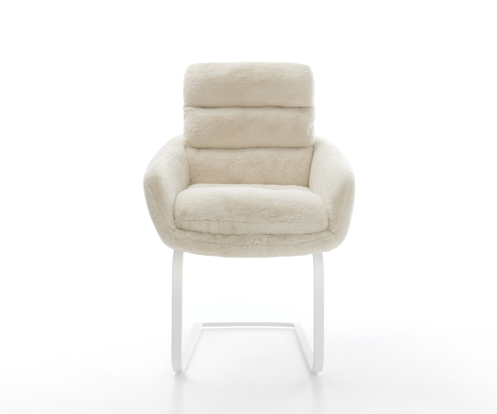 Cantilever Abelia-Flex avec accoudoirs peluche crème-blanc pied cantilever plat blanc 2