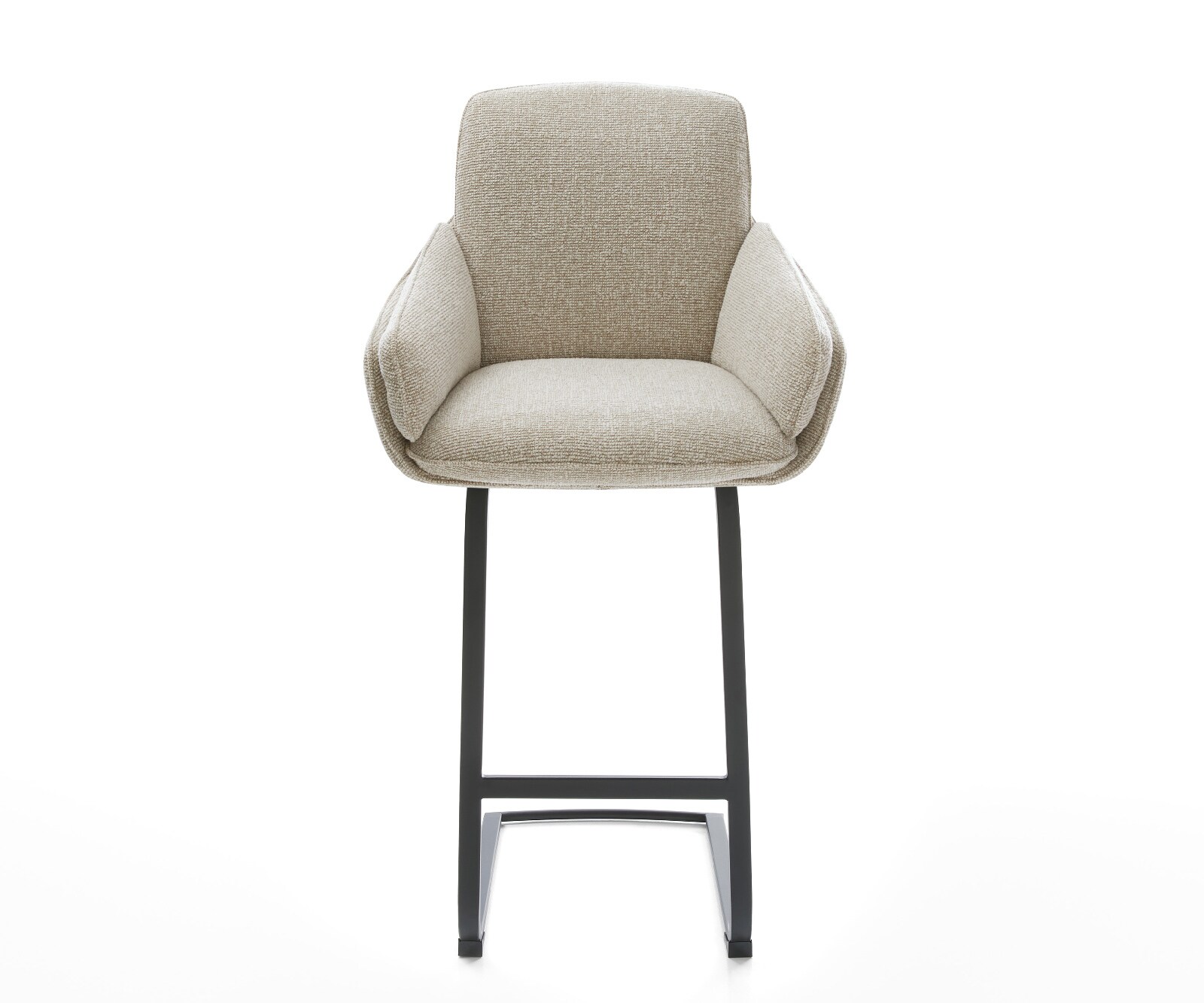 Chaise-de-bar Luan-Flex Tissu tissé doux Beige Pied cantilever plat noir Noir 2