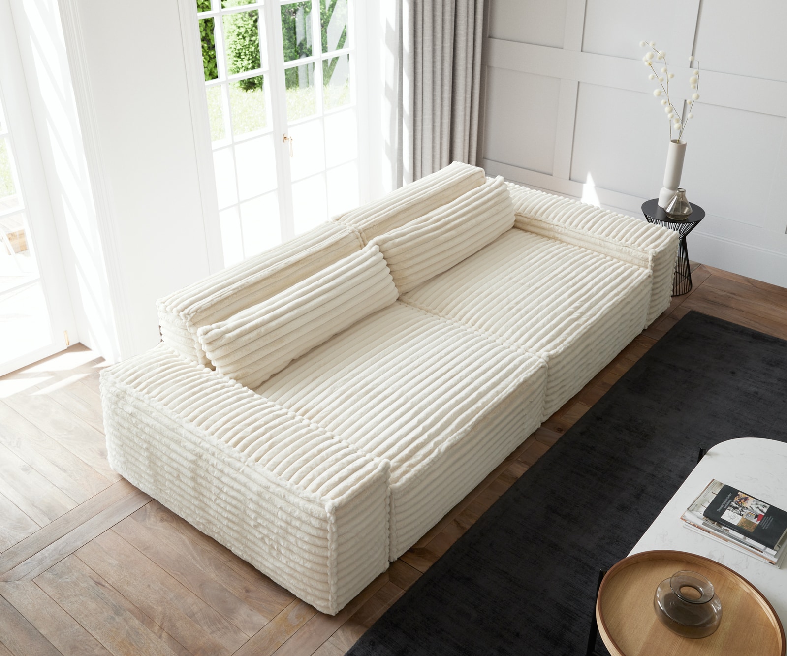 Grand Canapé Sirpio XL 270x130 cm velours côtelé Beige 3 Grand Canapé Sirpio XL 270x130 cm velours côtelé Beige 3