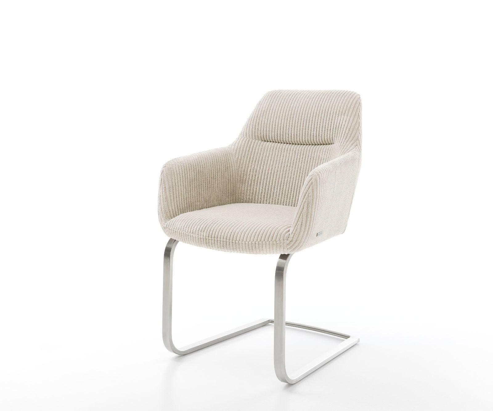 Cantilever Pejo-Flex côtelé beige vintage pied cantilever plat acier inoxydable brossé ressorts ensachés Cantilever Pejo-Flex côtelé beige vintage pied cantilever plat acier inoxydable brossé ressorts ensachés