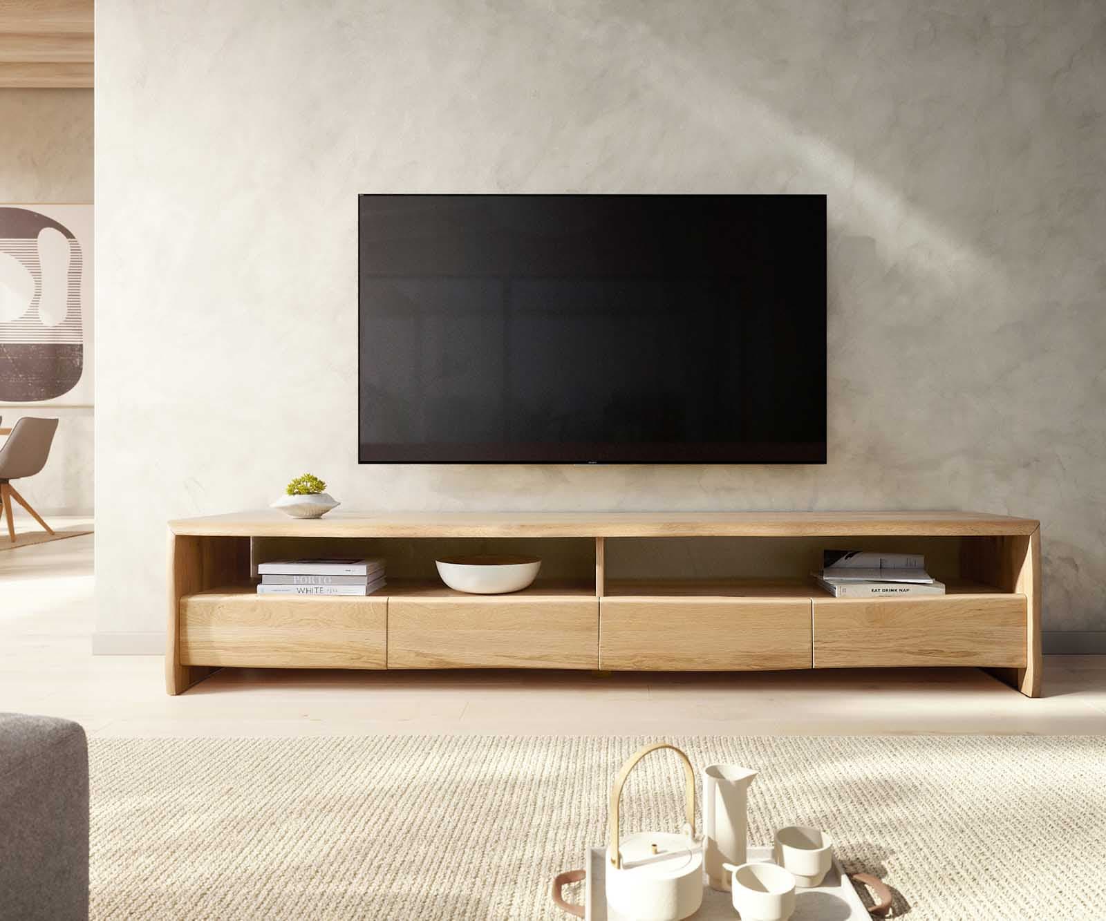 Meuble TV Live-Edge 230 cm chêne naturel 4 tiroirs bordure d'arbre massif  2