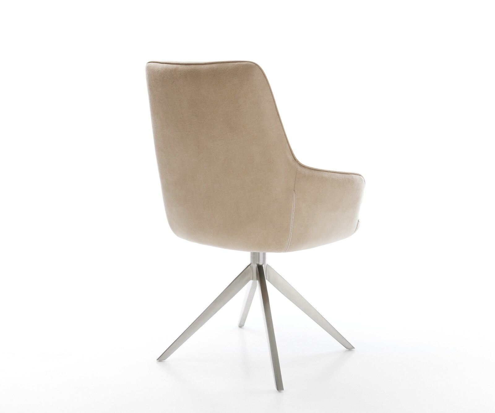 Chaise-pivotante Zelia-Flex avec accoudoirs microfibre beige vintage pied croisé large acier inoxydable pivotement sur 360° fonction bascule ressorts ensachés 5