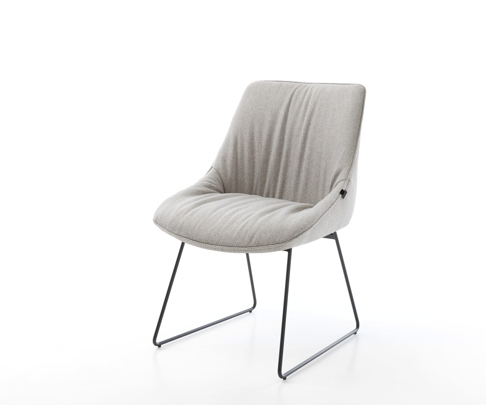 Chaise-de-salle-à-manger Elda-Flex rayures gris clair pied trapèze noir