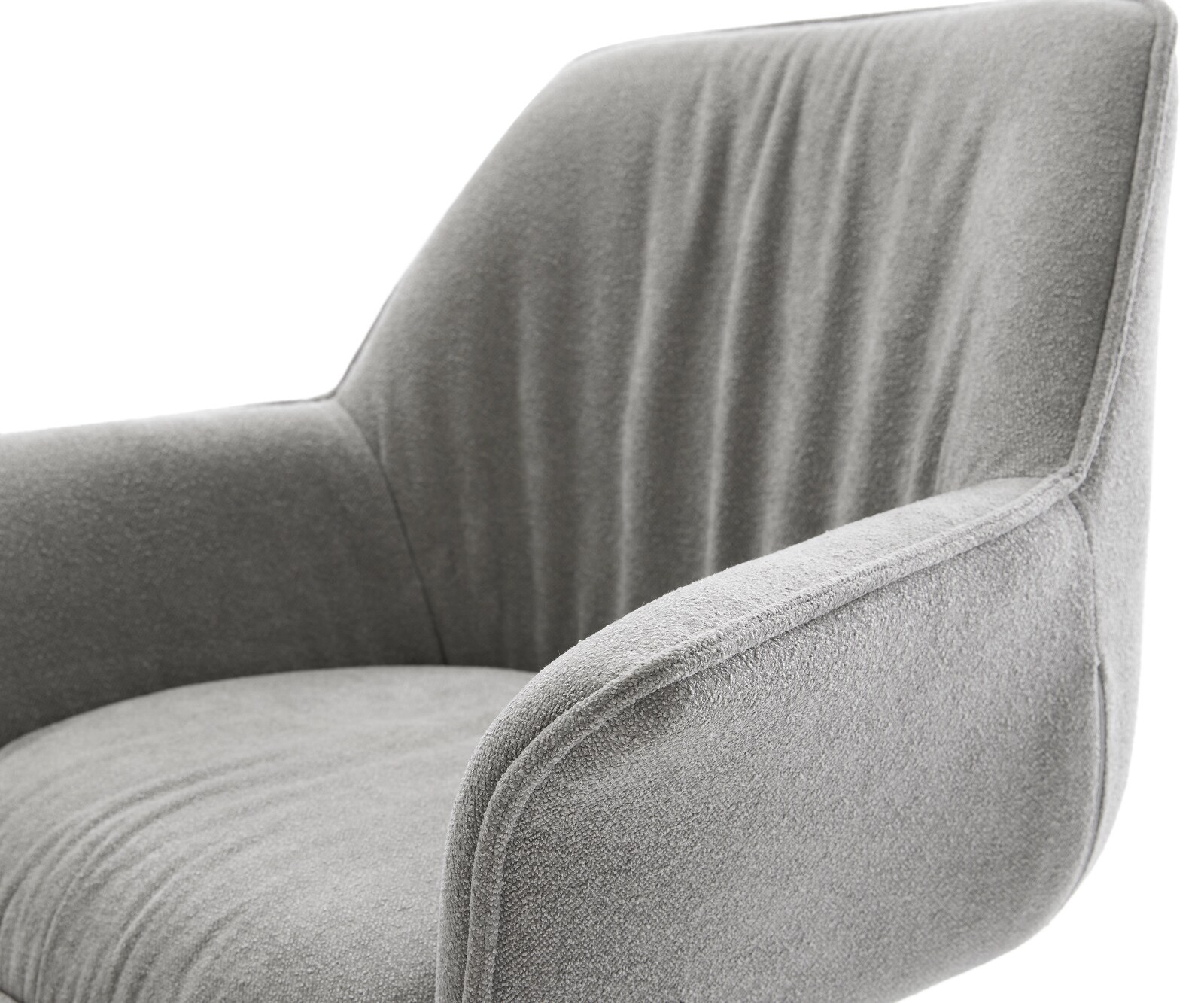 Chaise-pivotante Keila-Flex avec accoudoirs tissu structuré doux gris pied croisé large acier inoxydable pivotement sur 360° fonction bascule 4